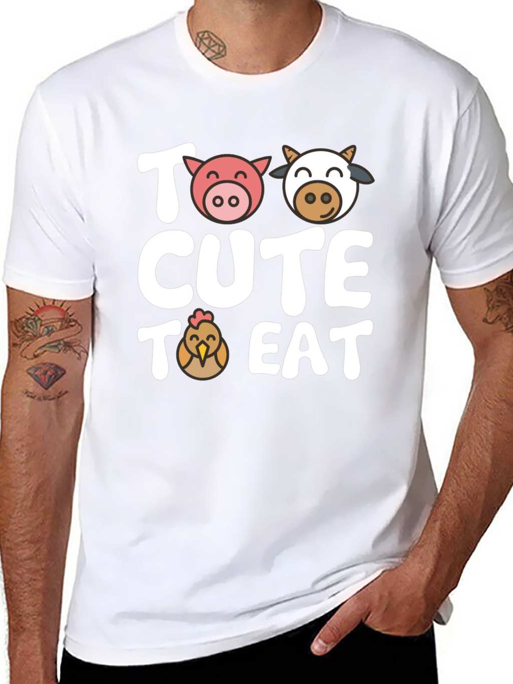 Too Cute to Eat Farm Animal Graphic T-Shirt