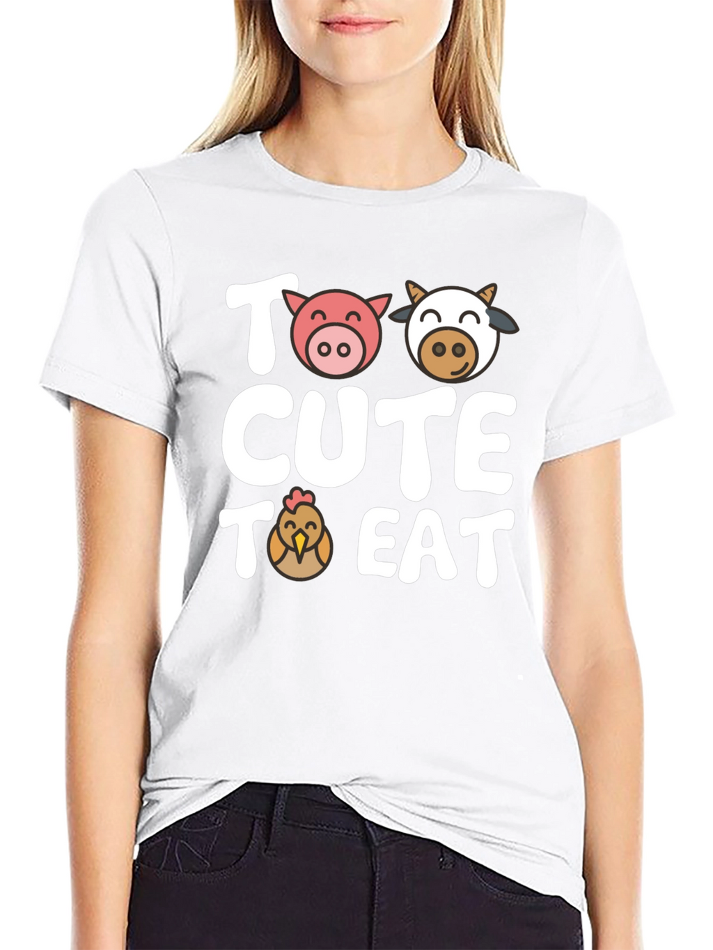 Too Cute to Eat Farm Animal Graphic T-Shirt