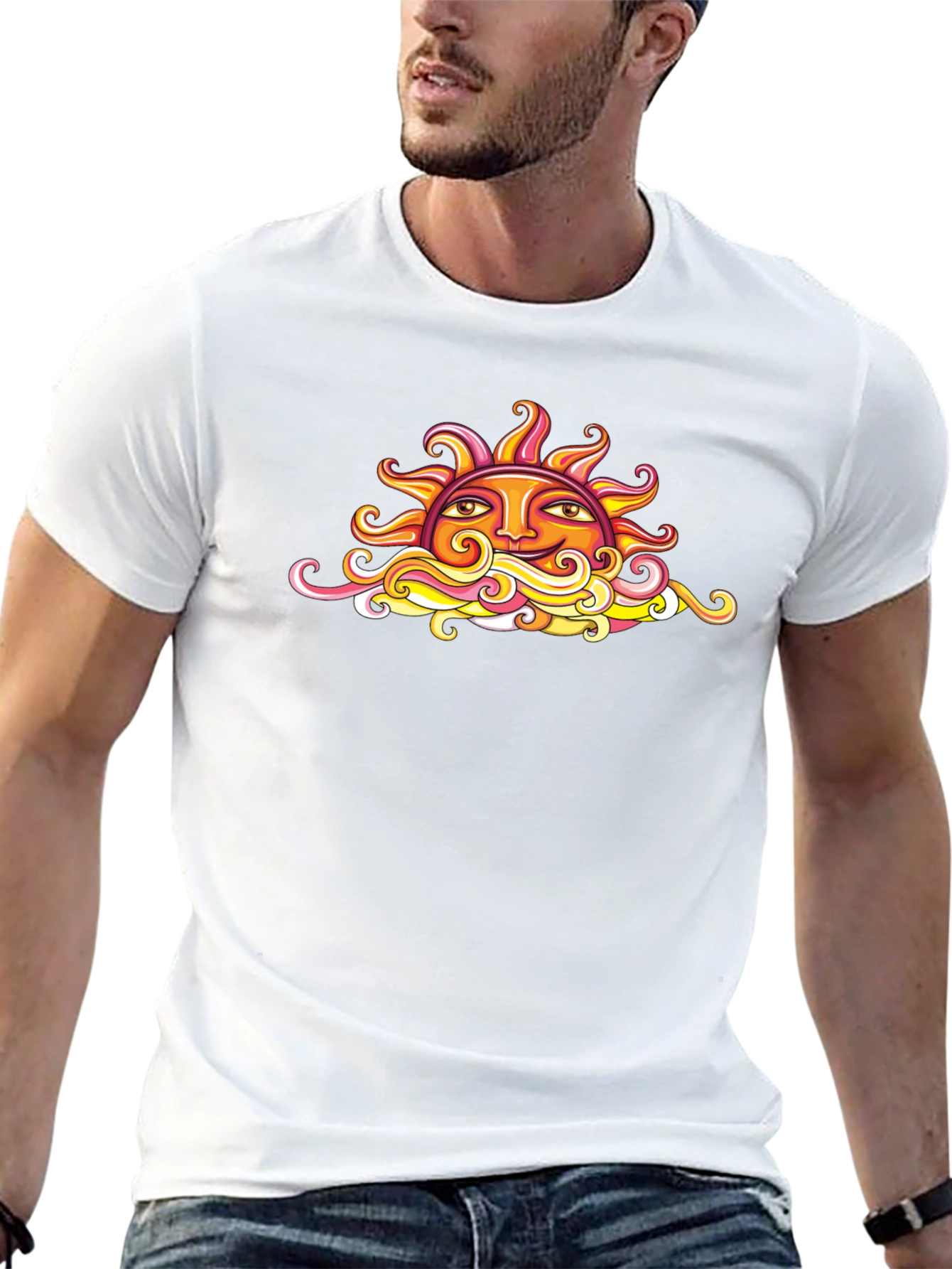 Sun Graphic Black T-Shirt - Artistic Design