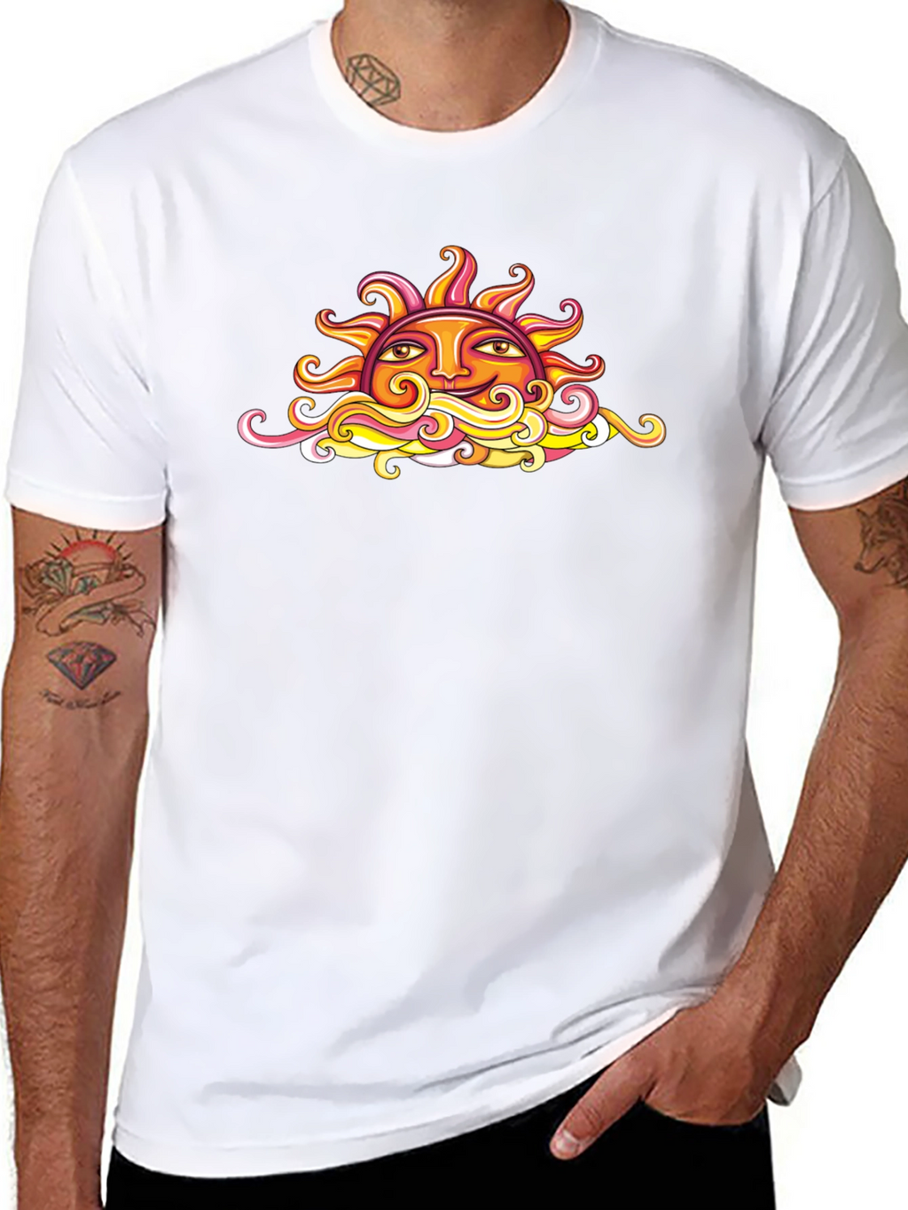 Sun Graphic Black T-Shirt - Artistic Design