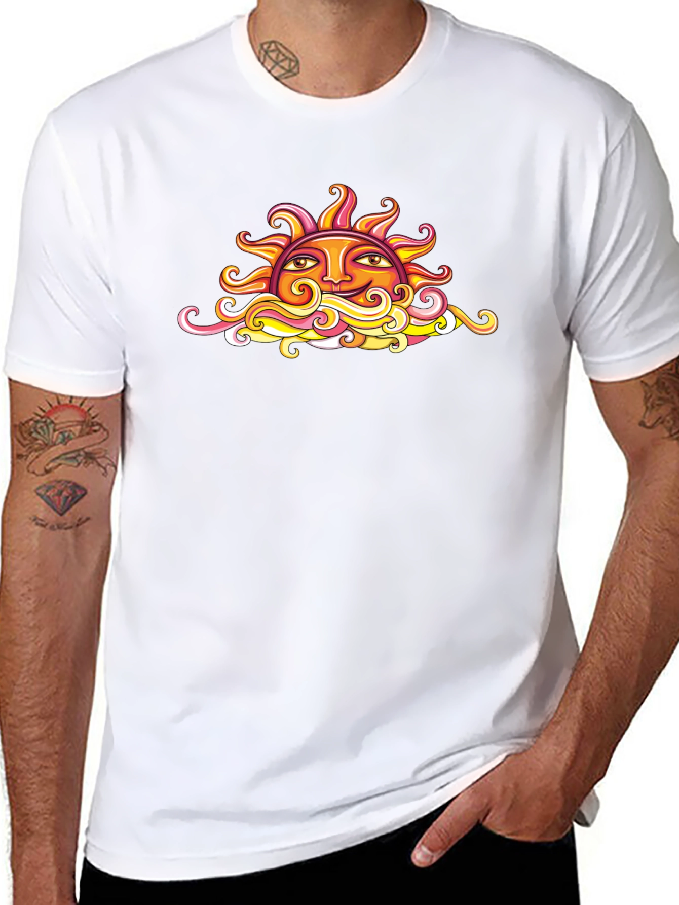 Sun Graphic Black T-Shirt - Artistic Design