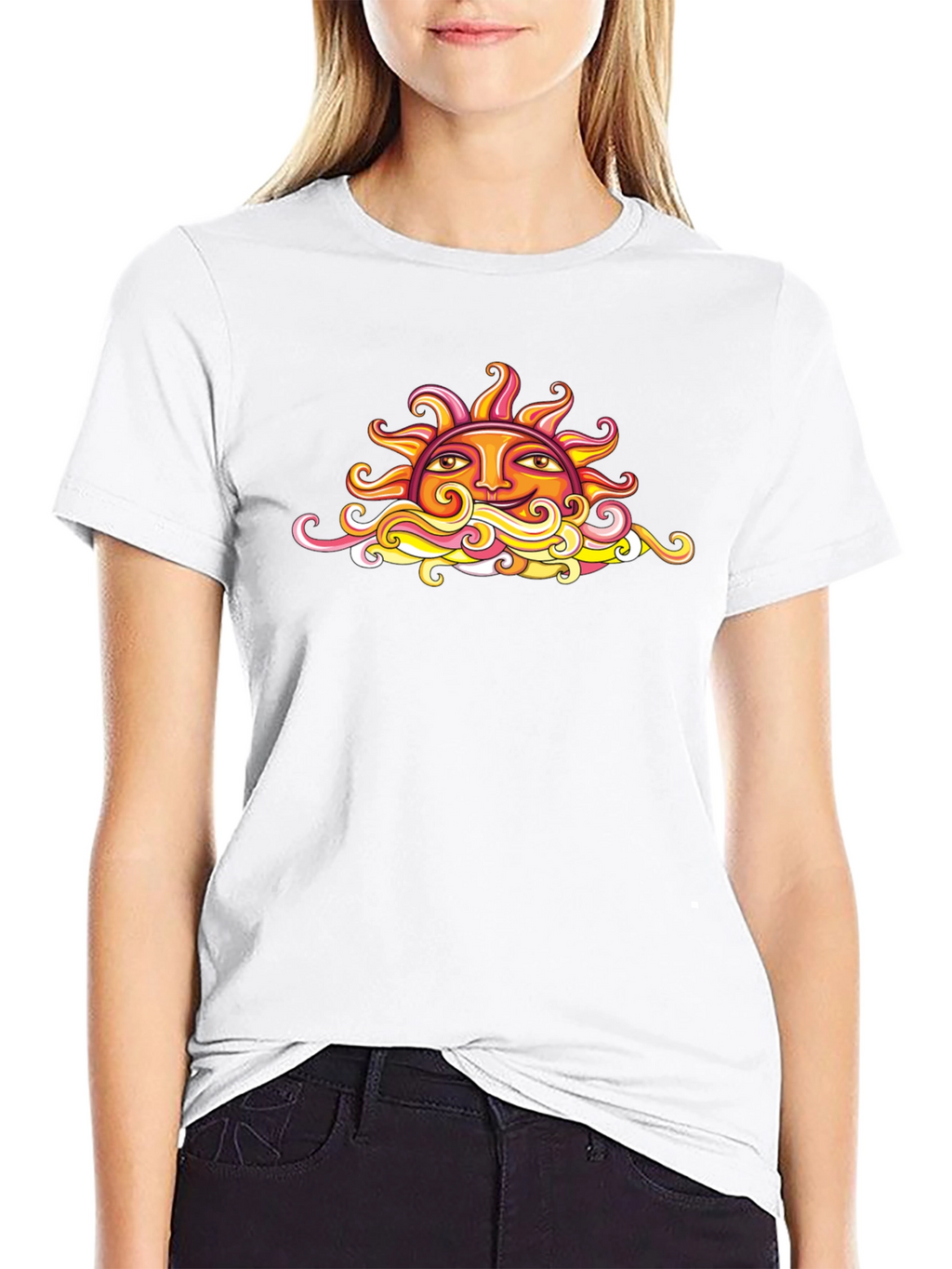 Sun Graphic Black T-Shirt - Artistic Design