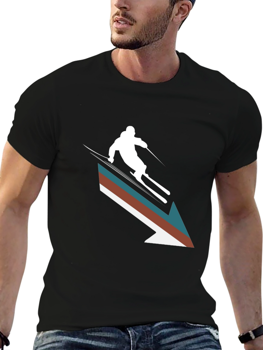 Retro Ski Arrow T-Shirt - Stylish Winter Apparel