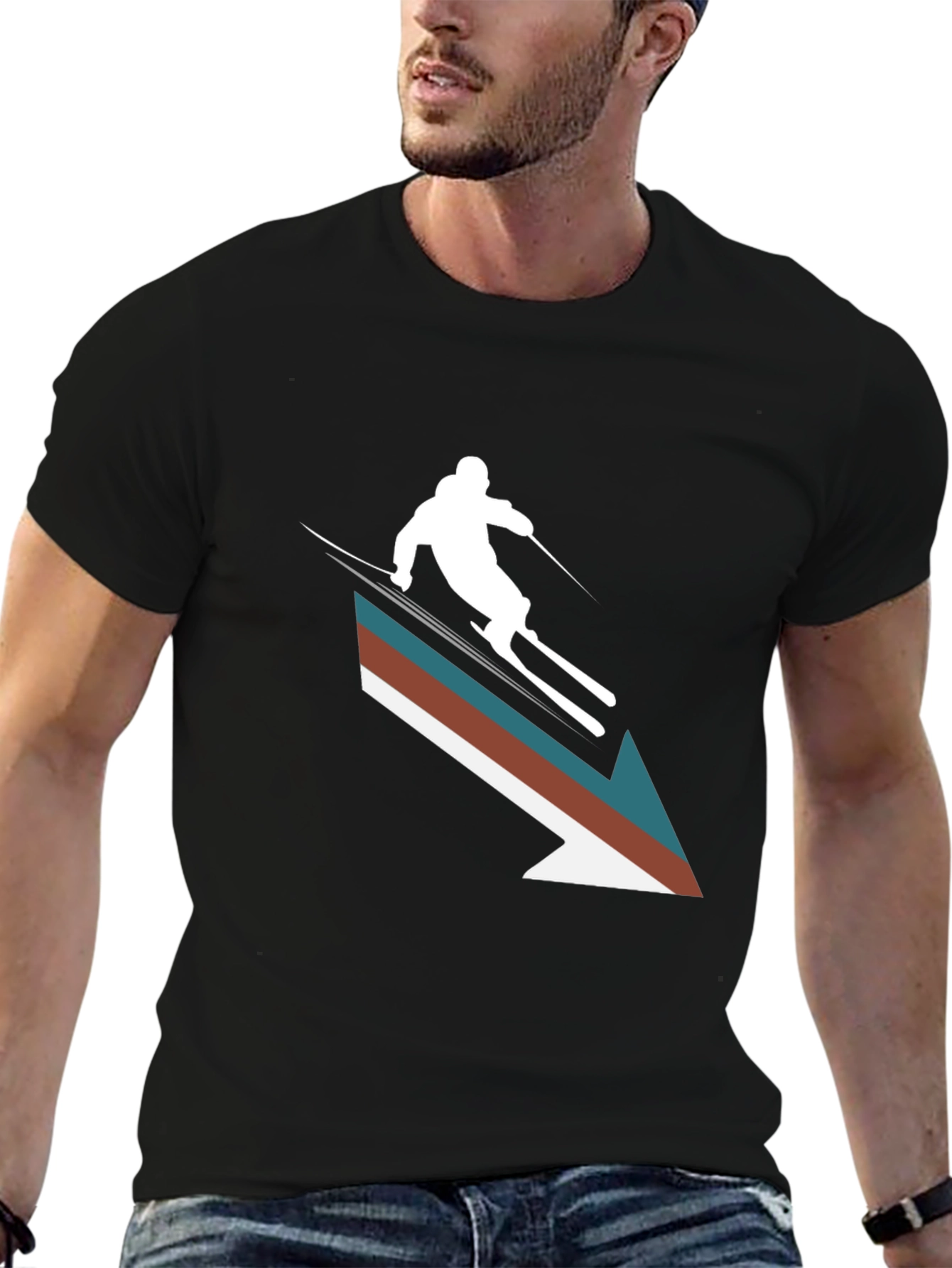 Retro Ski Arrow T-Shirt - Stylish Winter Apparel