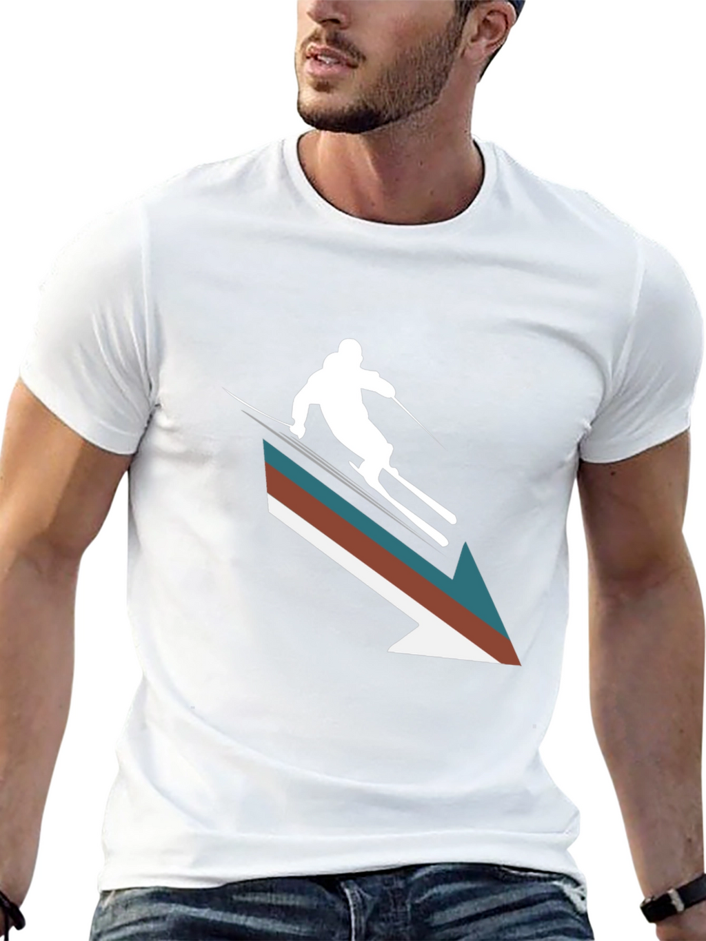Retro Ski Arrow T-Shirt - Stylish Winter Apparel