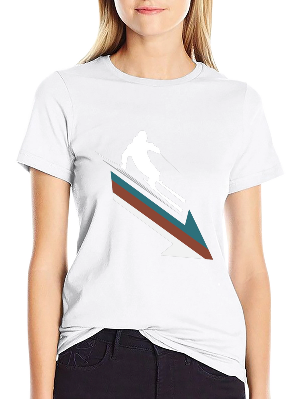 Retro Ski Arrow T-Shirt - Stylish Winter Apparel
