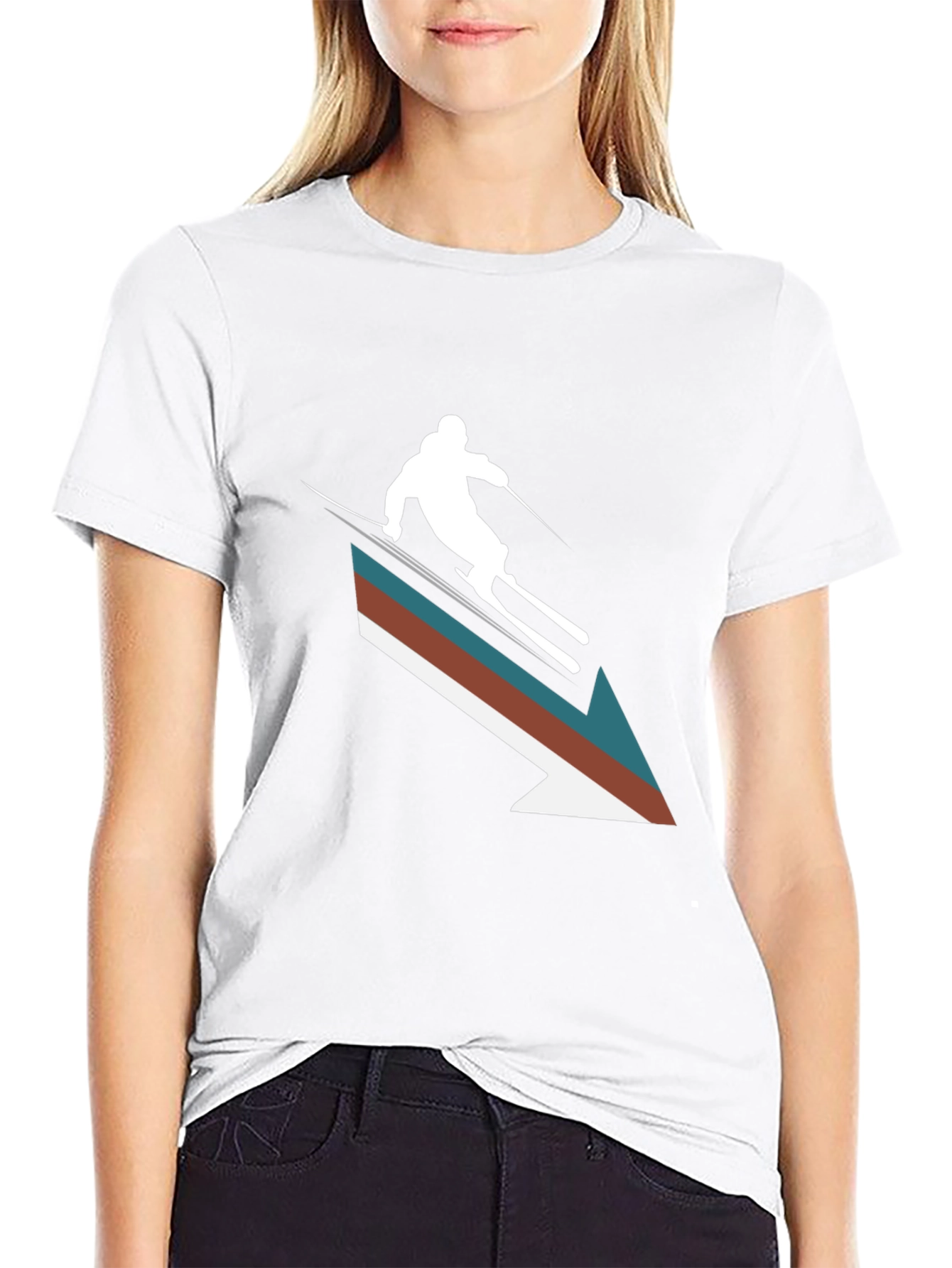 Retro Ski Arrow T-Shirt - Stylish Winter Apparel