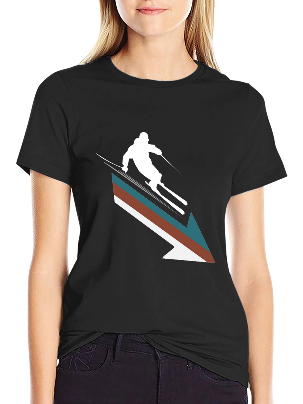 Retro Ski Arrow T-Shirt - Stylish Winter Apparel
