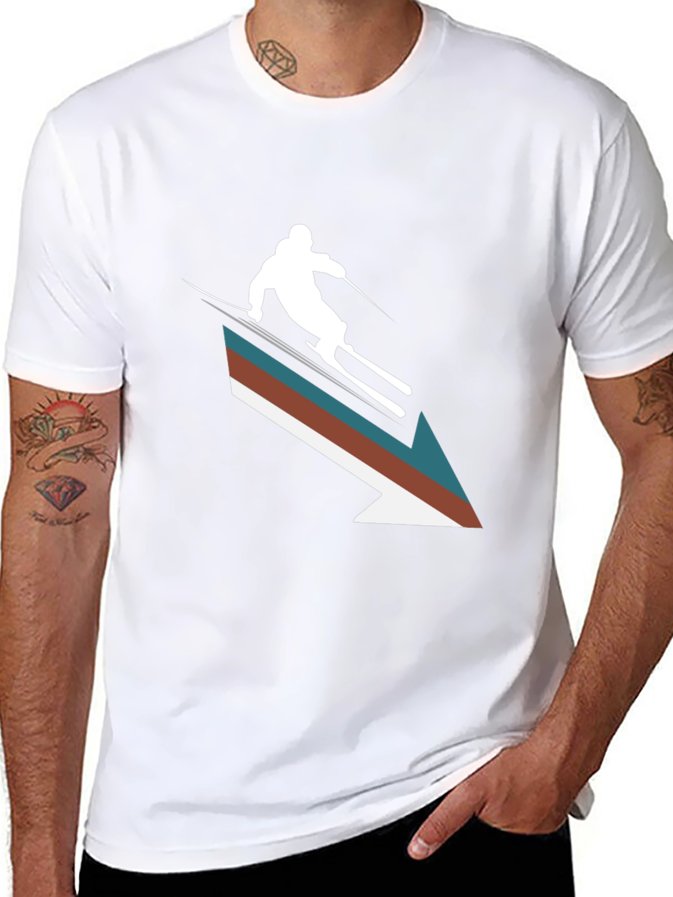 Retro Ski Arrow T-Shirt - Stylish Winter Apparel