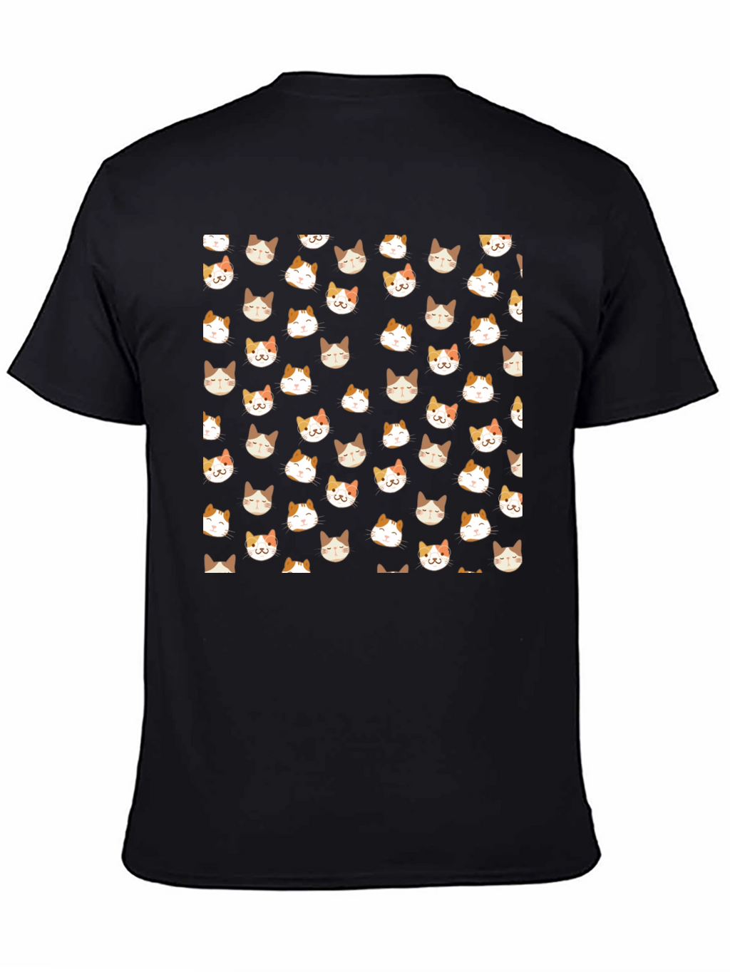 Black T-Shirt with Cat Pattern