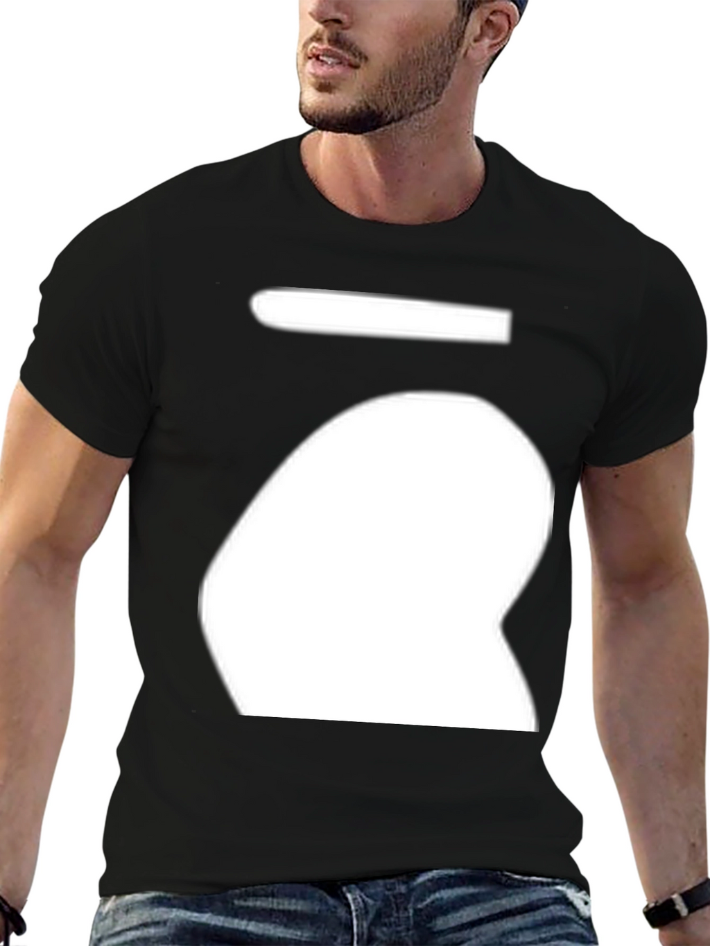 Abstract White Shape Black T-Shirt