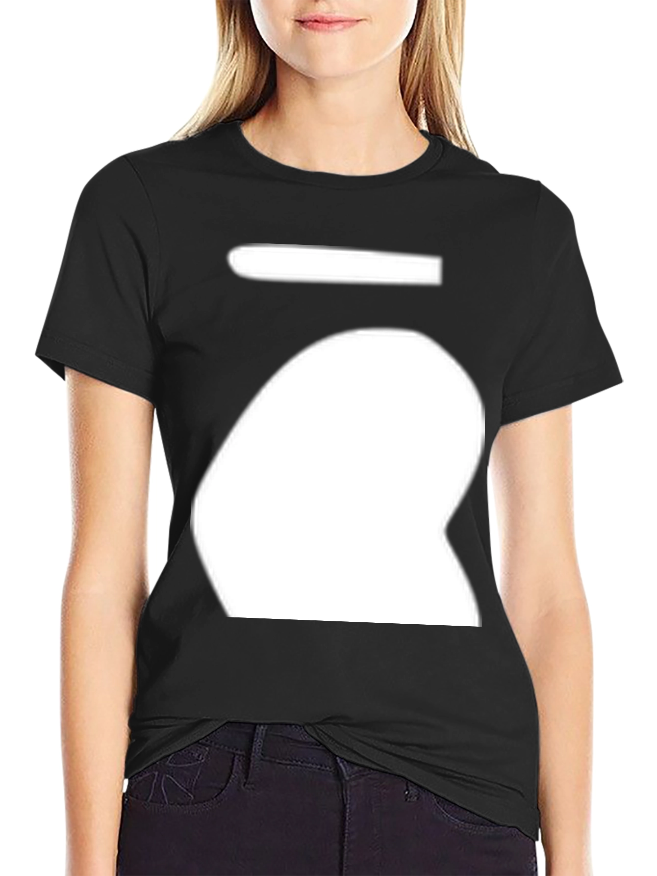 Abstract White Shape Black T-Shirt