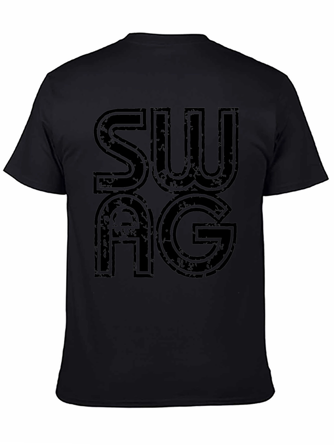 Mens Black SWAG Graphic Print T-Shirt