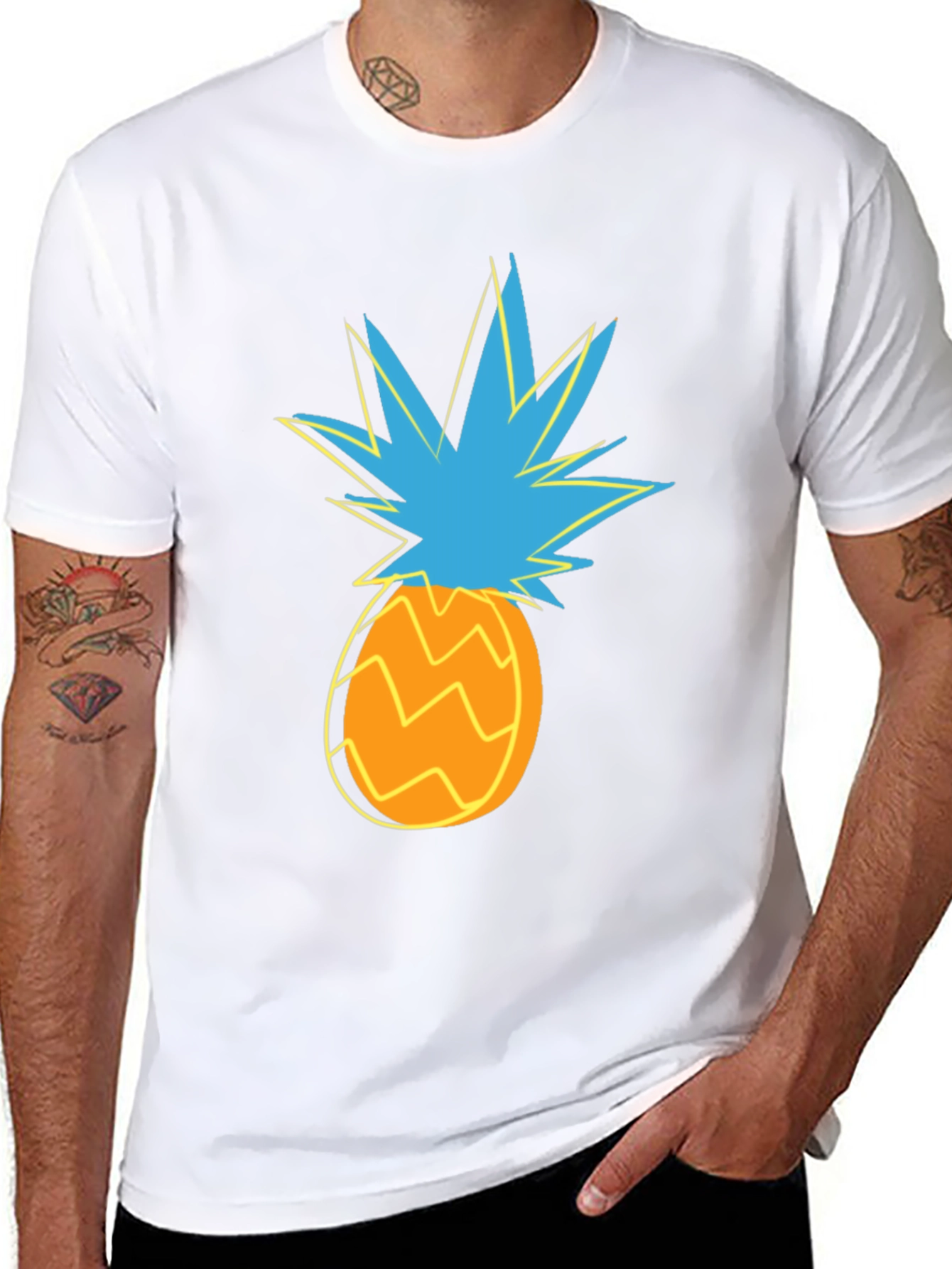 Funky Pineapple Graphic Tee - Stylish Black Cotton T-Shirt