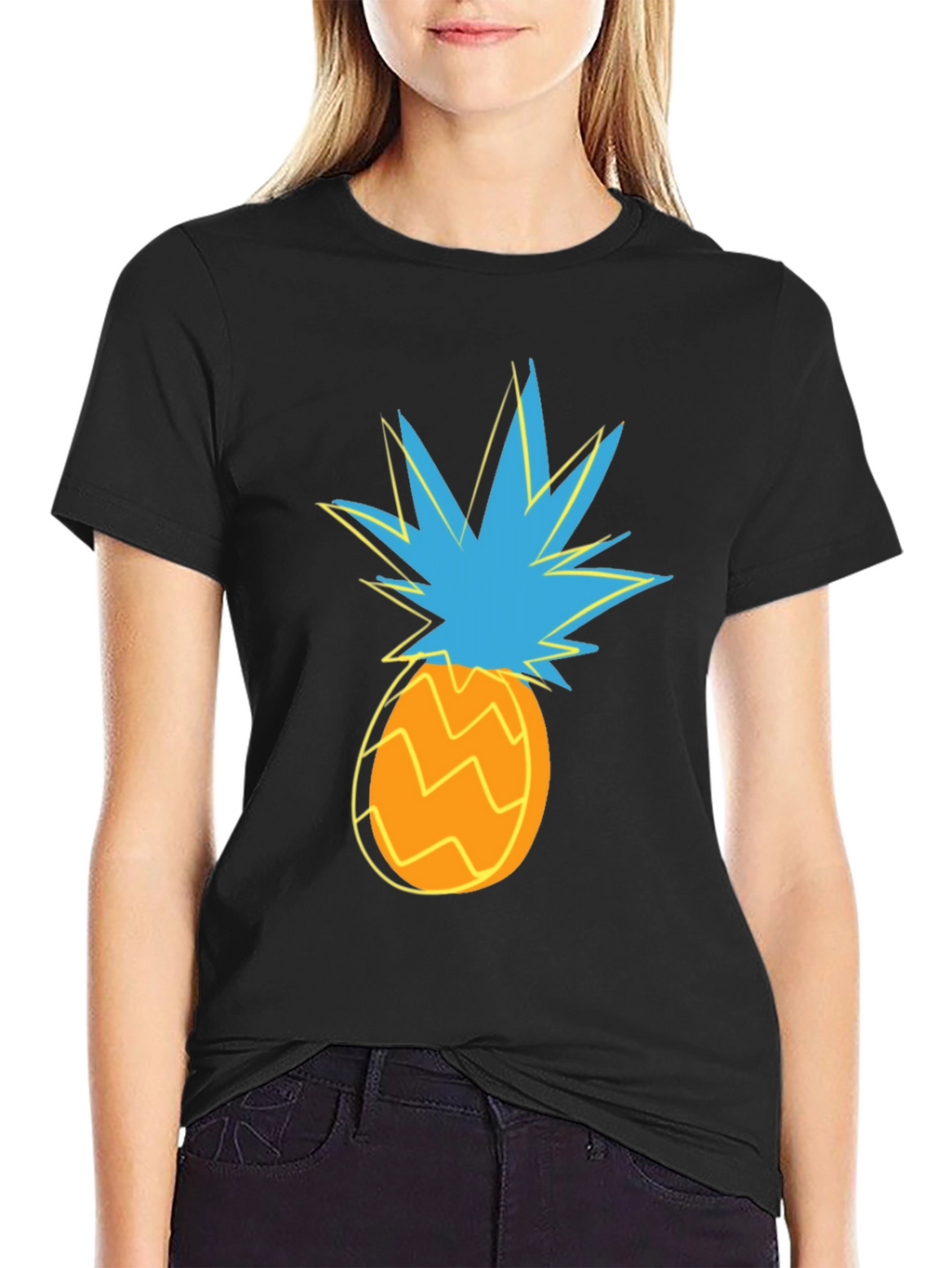 Funky Pineapple Graphic Tee - Stylish Black Cotton T-Shirt