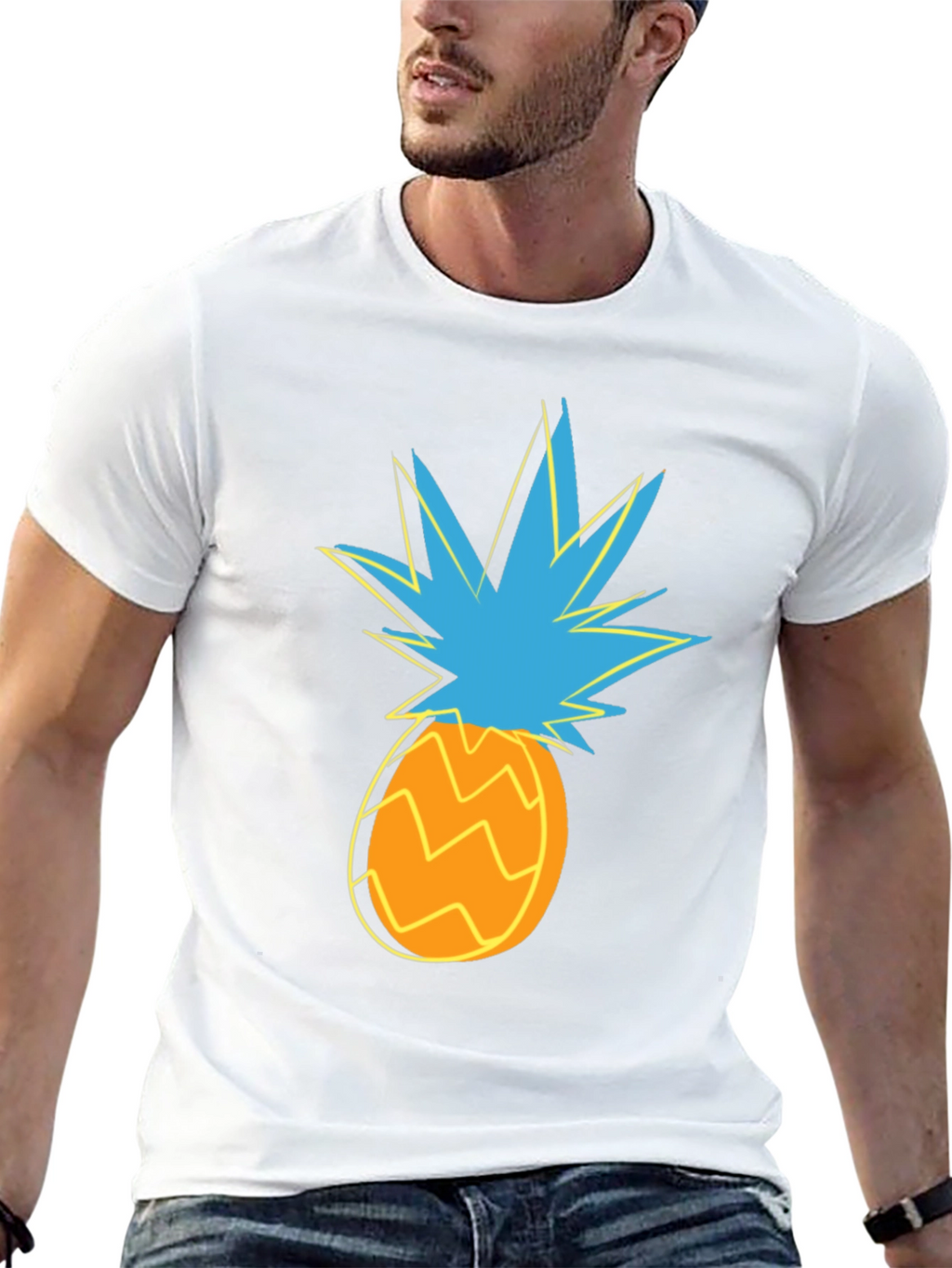 Funky Pineapple Graphic Tee - Stylish Black Cotton T-Shirt