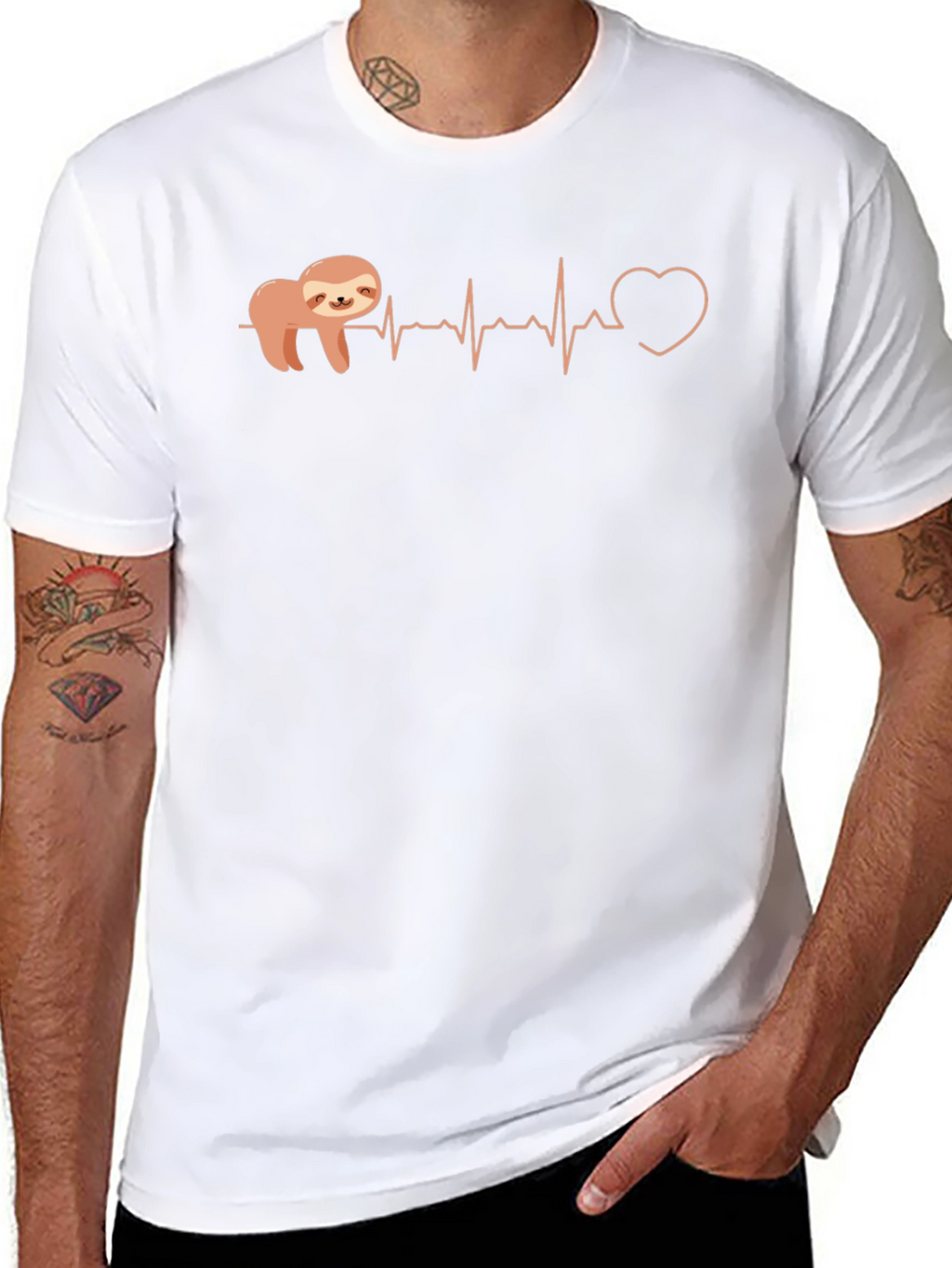 Sloth Heartbeat Graphic Tee - Relaxed Fit