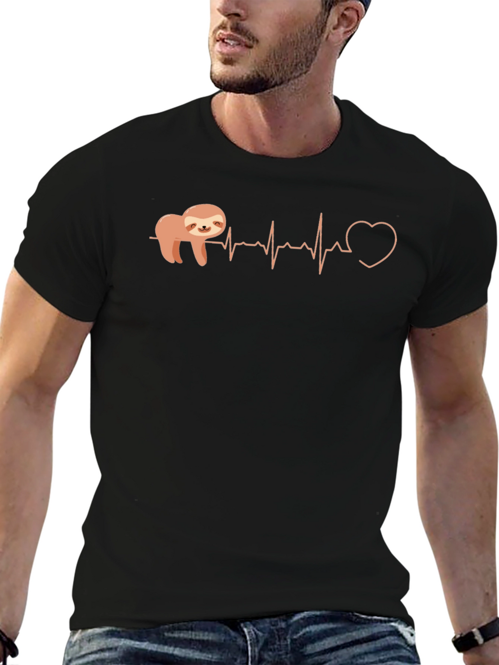 Sloth Heartbeat Graphic Tee - Relaxed Fit