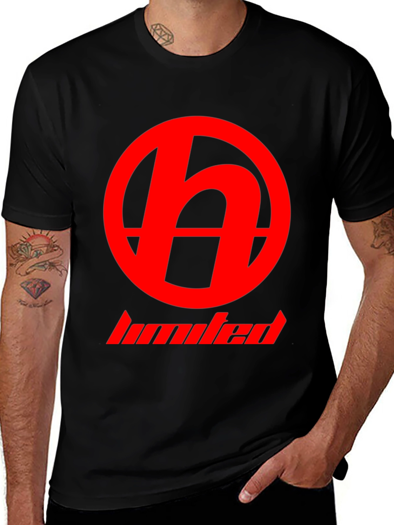 Red Logo Black T-Shirt - Modern Casual Wear