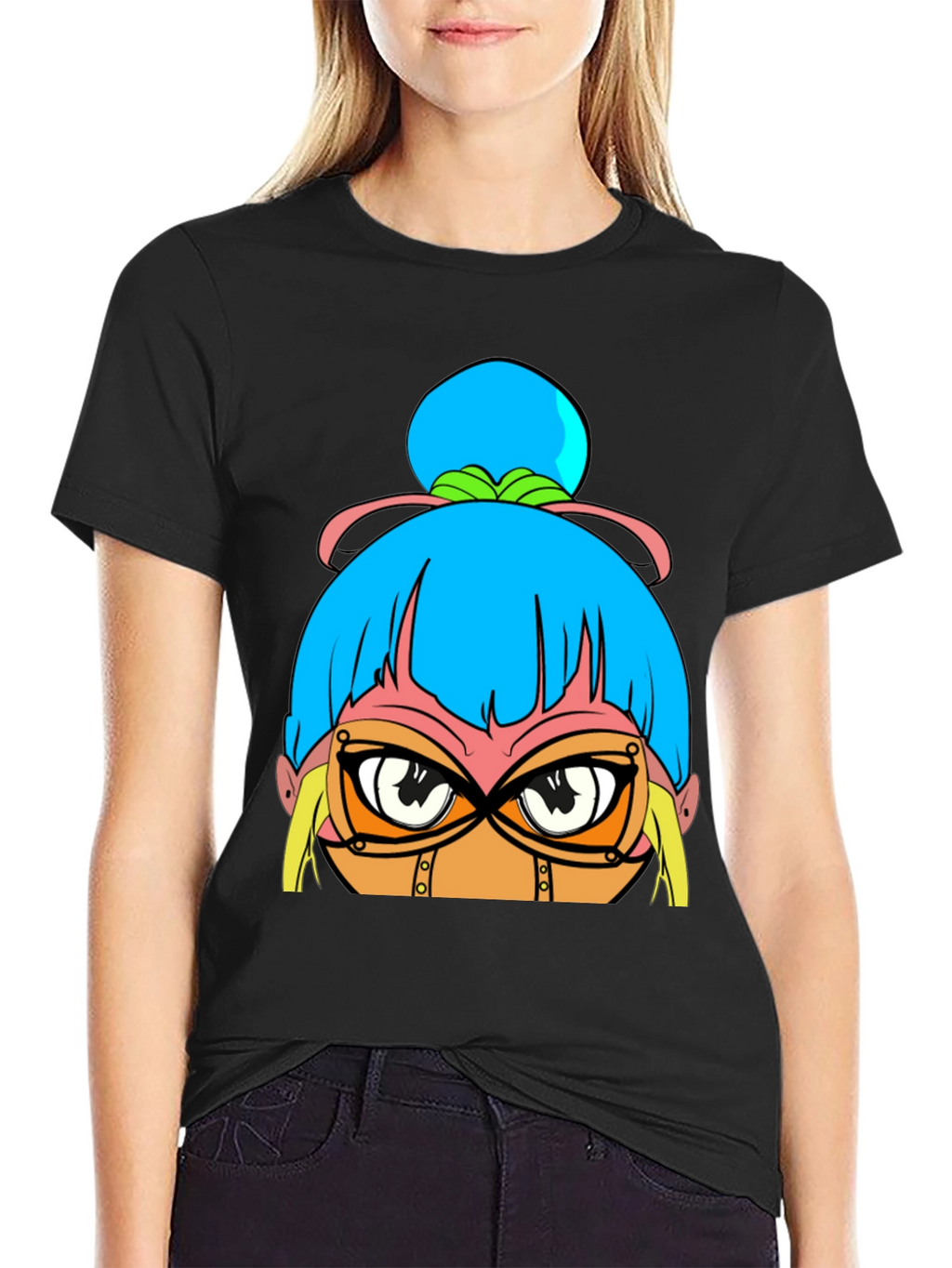 Anime Girl Graphic Black T-Shirt