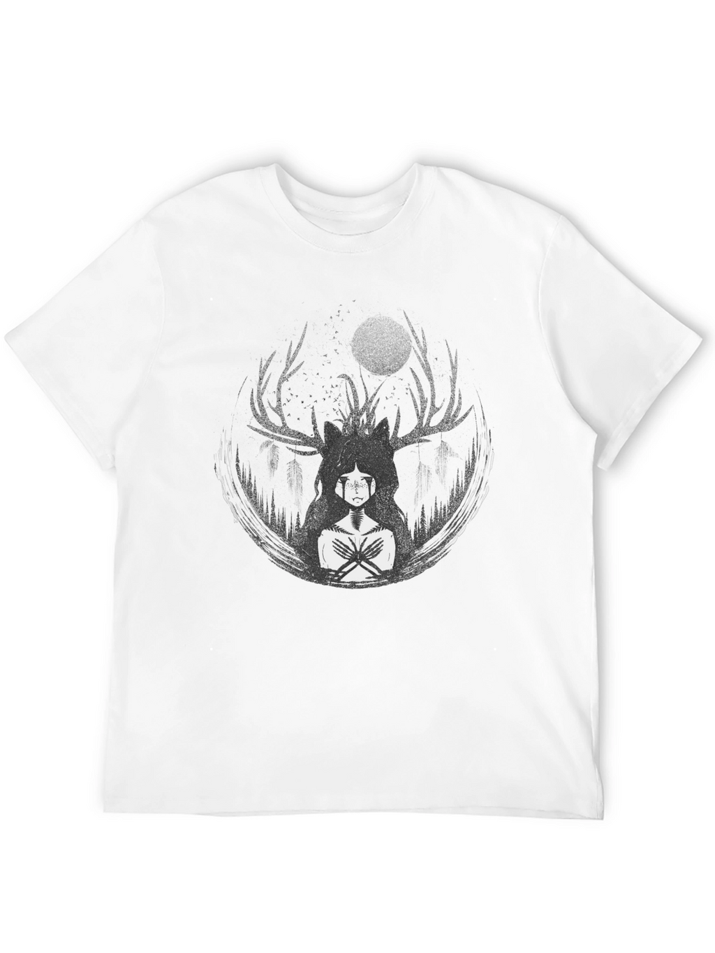 Ethereal Deer Spirit Graphic Tee - Black