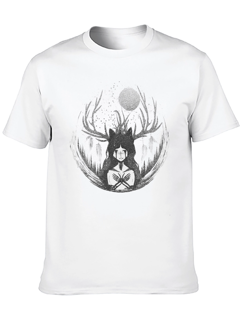 Ethereal Deer Spirit Graphic Tee - Black
