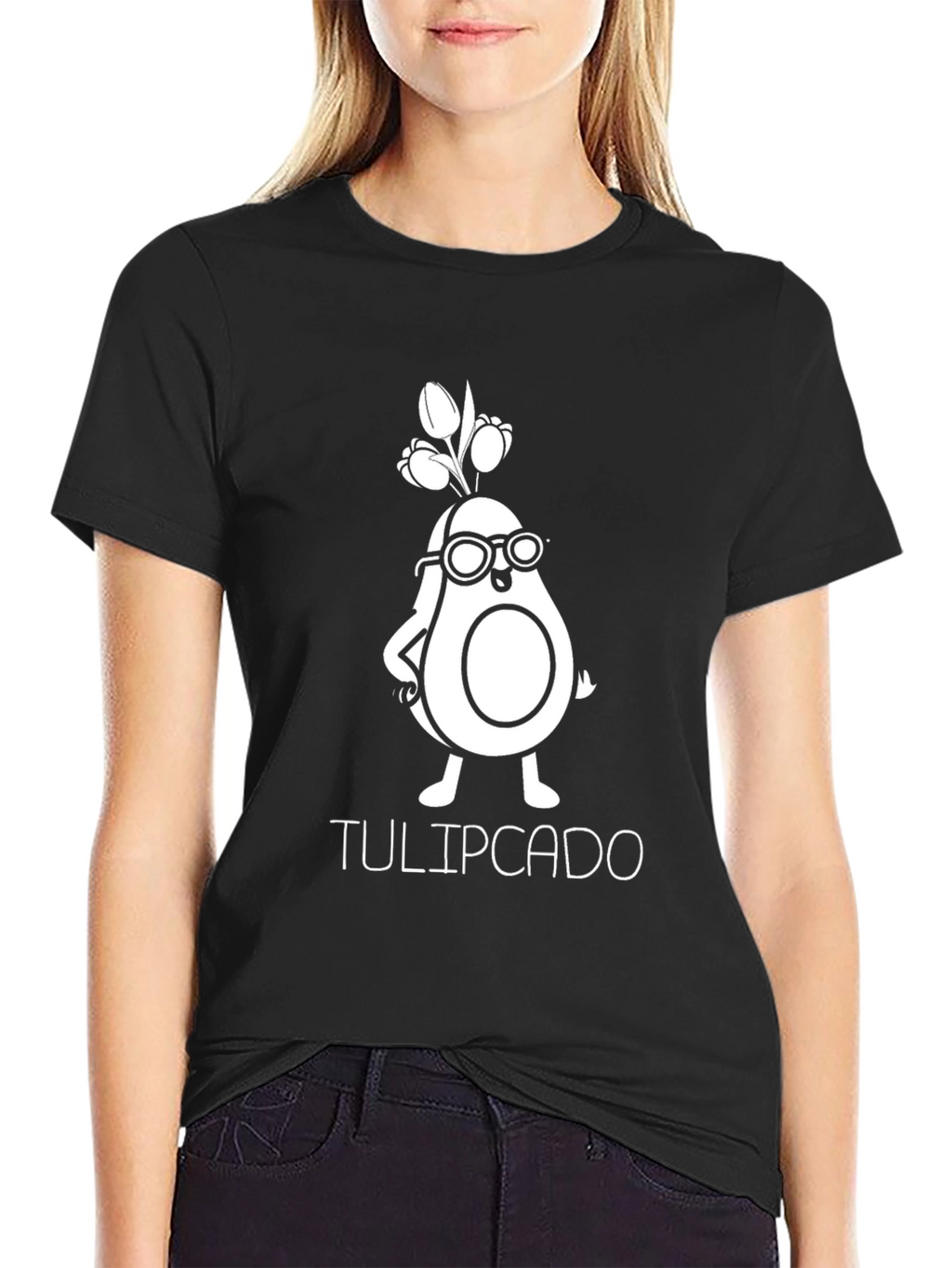 Tulipcado Graphic Tee - Unique Avocado Cartoon