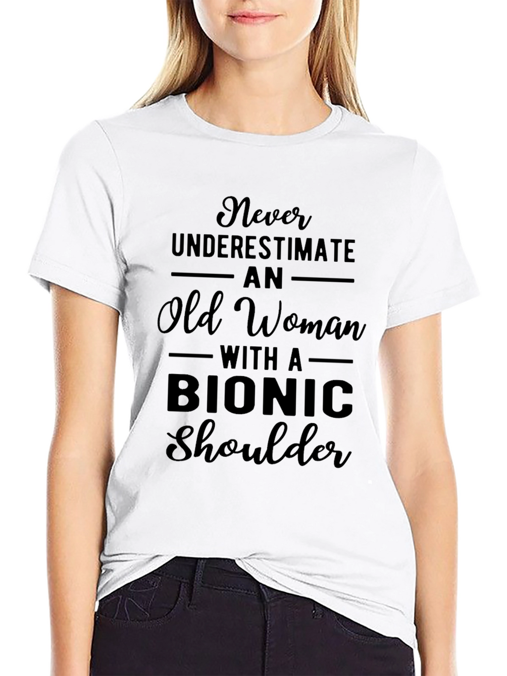 Bionic Shoulder Old Woman Graphic T-Shirt