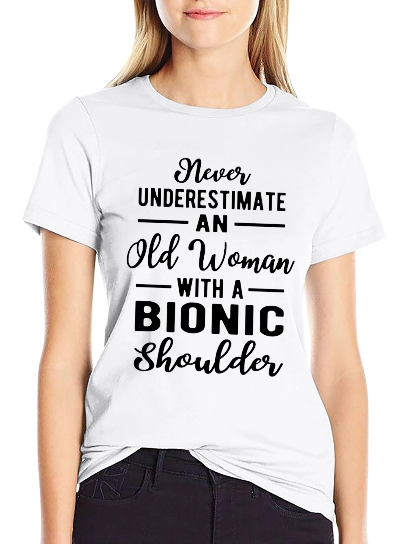 Bionic Shoulder Old Woman Graphic T-Shirt