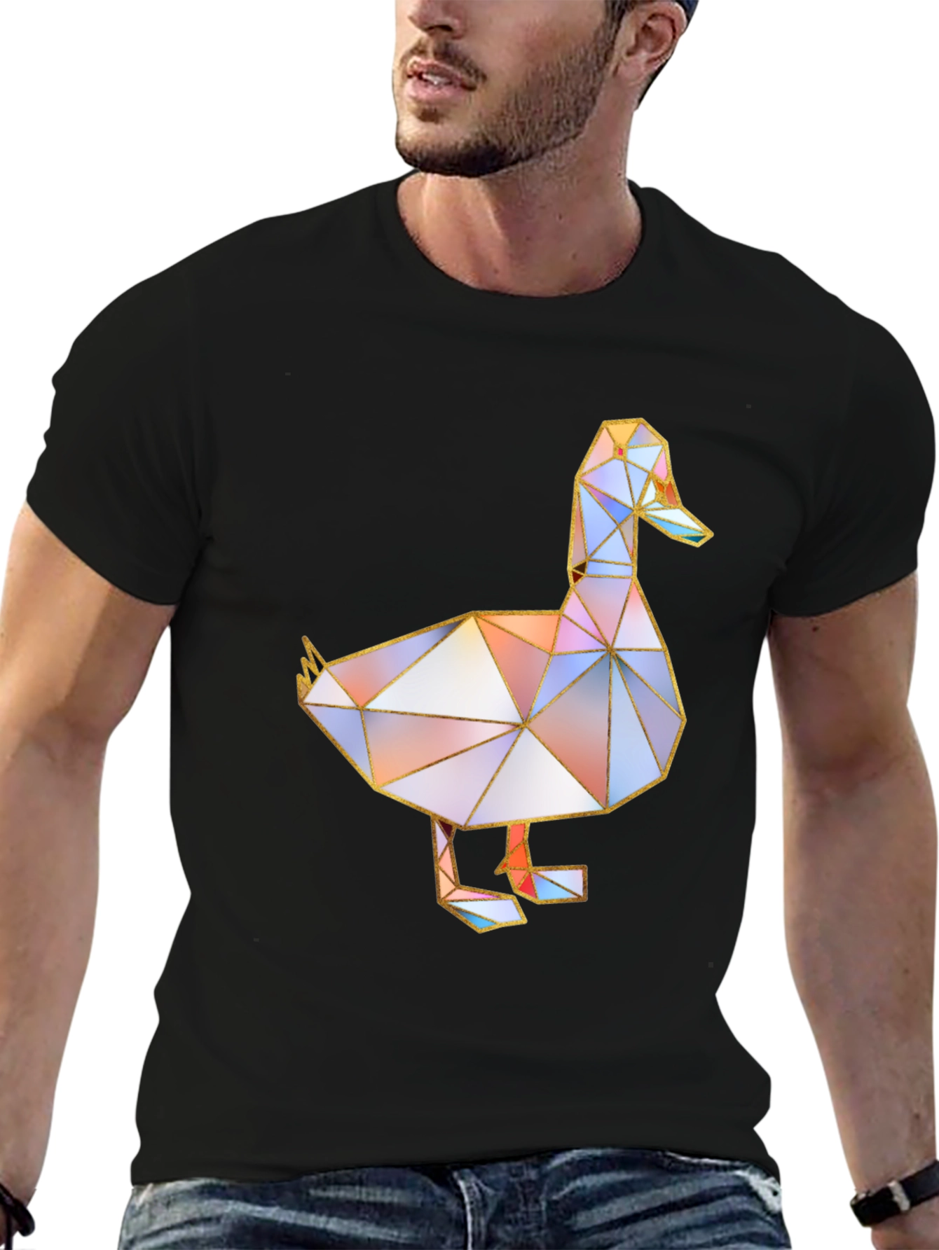 Geometric Duck Graphic Tee - Modern Art Style Shirt