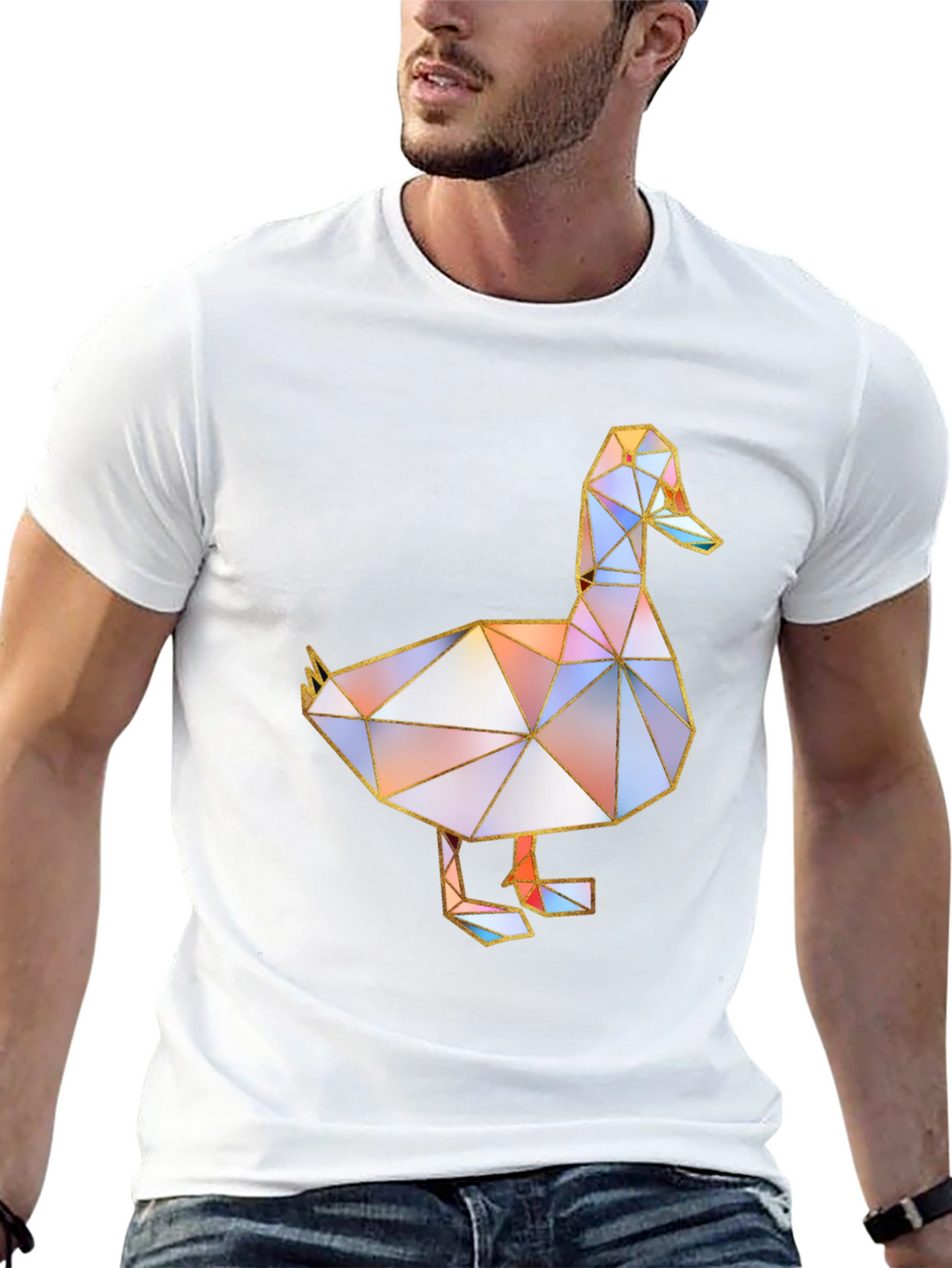 Geometric Duck Graphic Tee - Modern Art Style Shirt