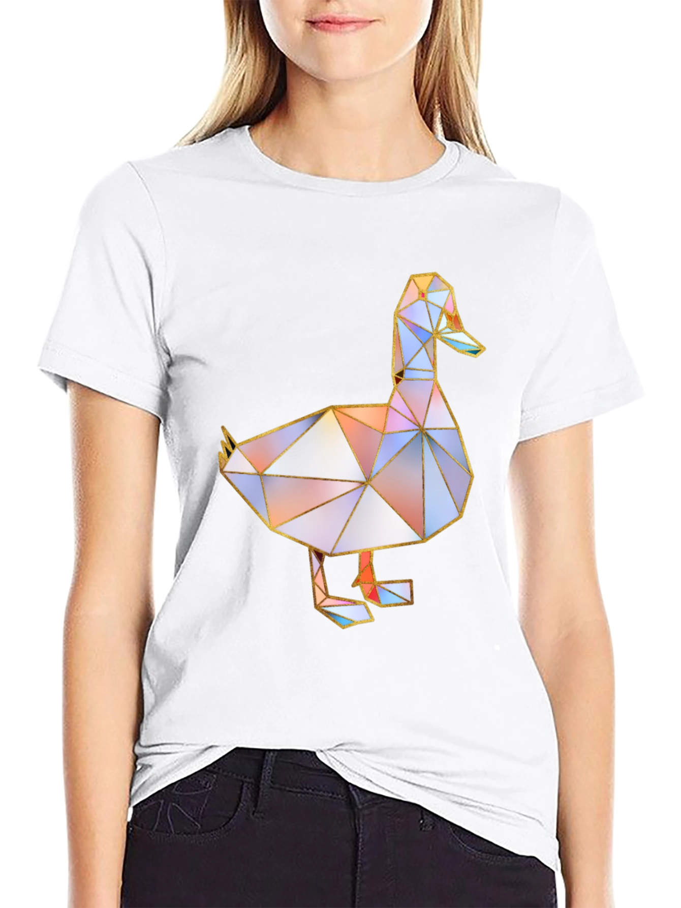 Geometric Duck Graphic Tee - Modern Art Style Shirt