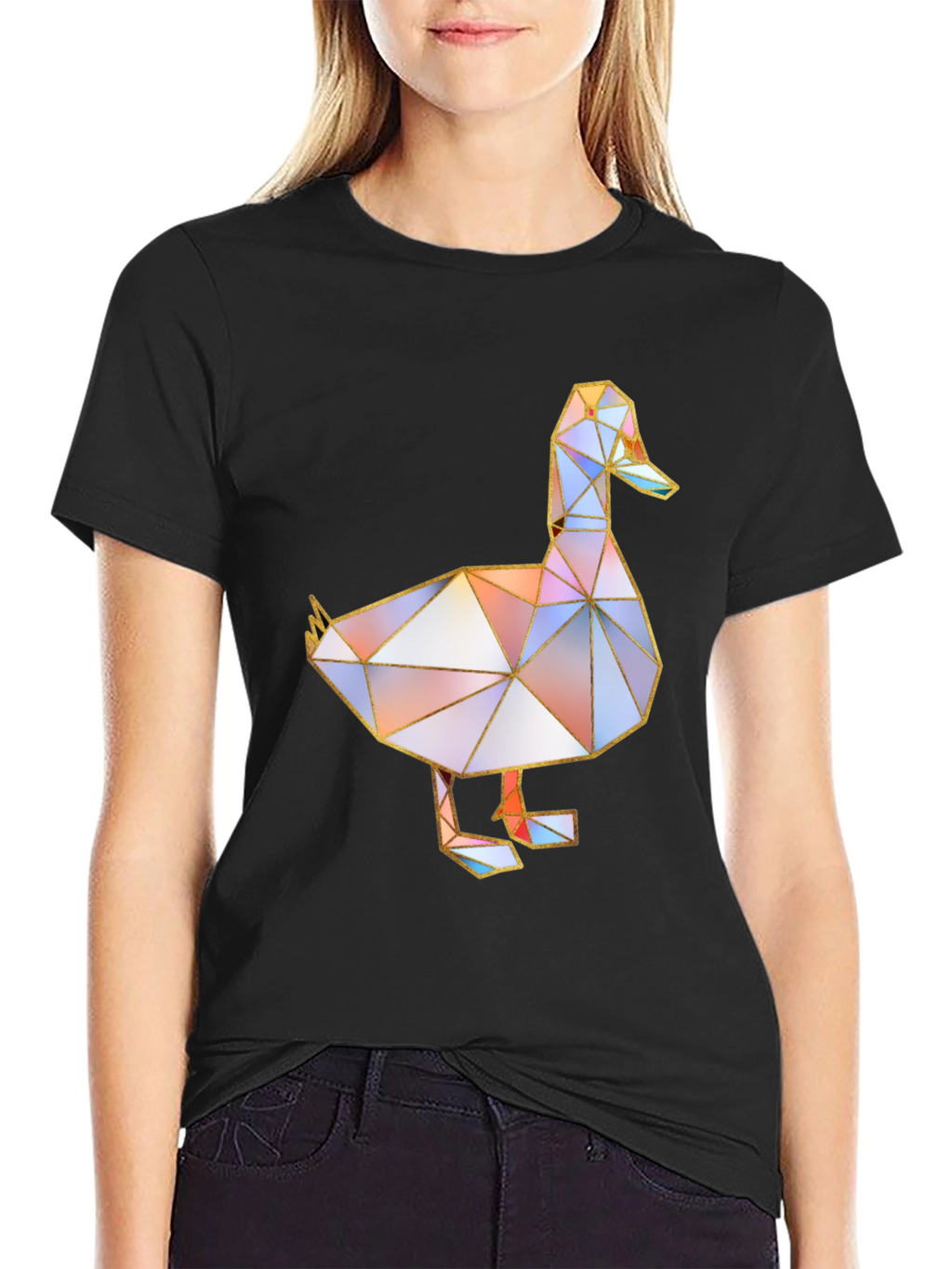 Geometric Duck Graphic Tee - Modern Art Style Shirt