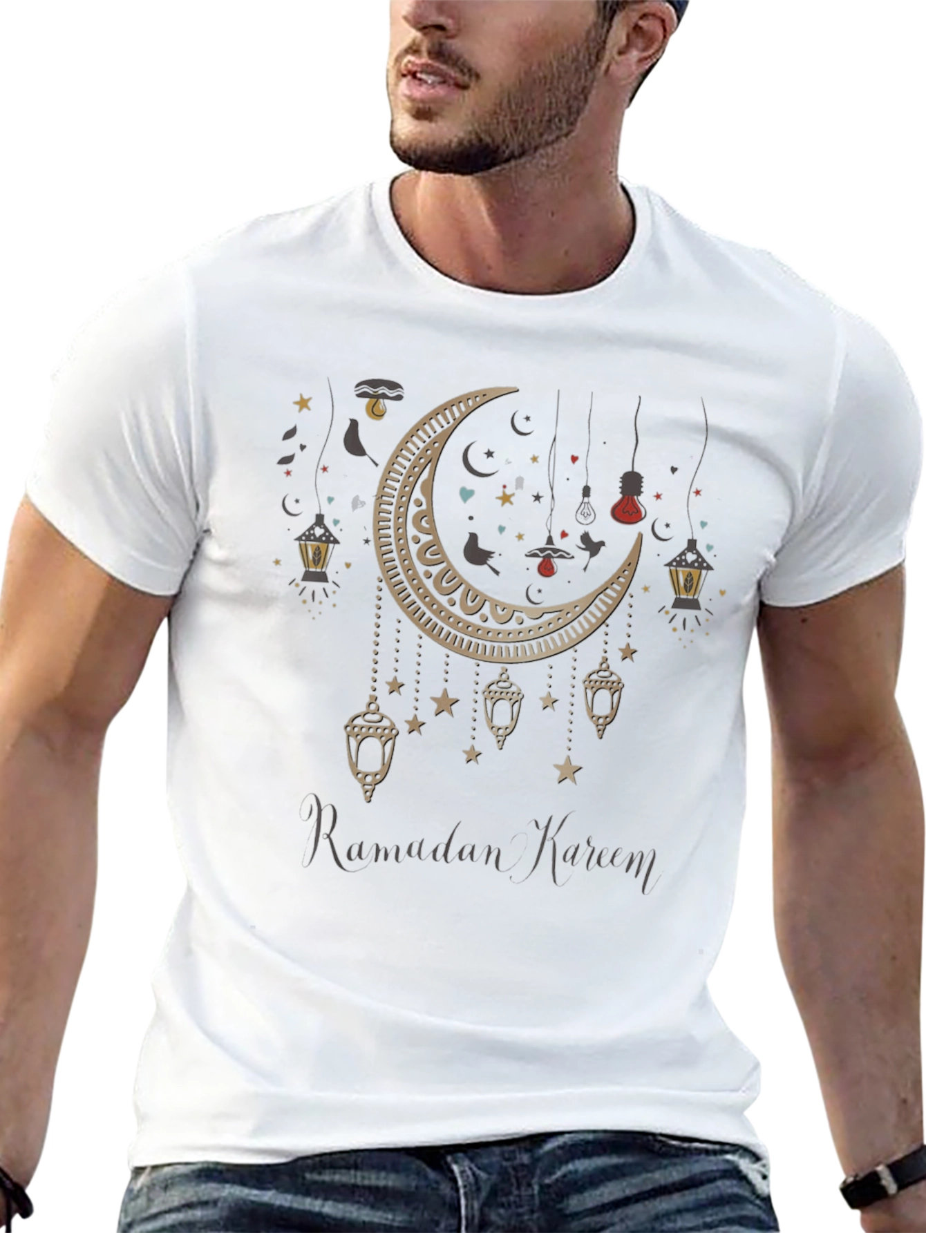 Ramadan Kareem T-Shirt - Crescent Moon Lantern Design