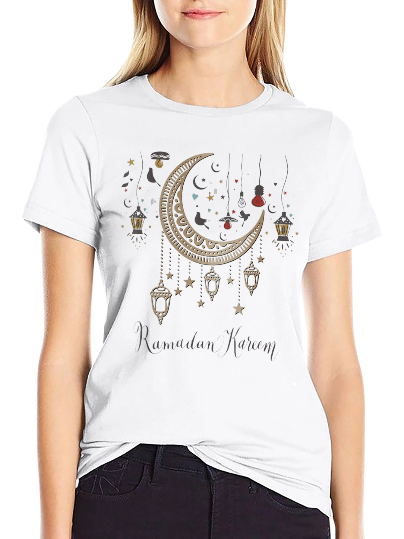 Ramadan Kareem T-Shirt - Crescent Moon Lantern Design