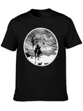 Silhouette Couple Catching Butterfly Black T-Shirt
