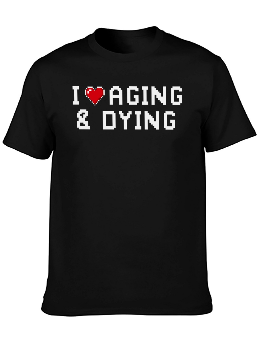 Pixel Heart Aging & Dying Graphic Tee - Black