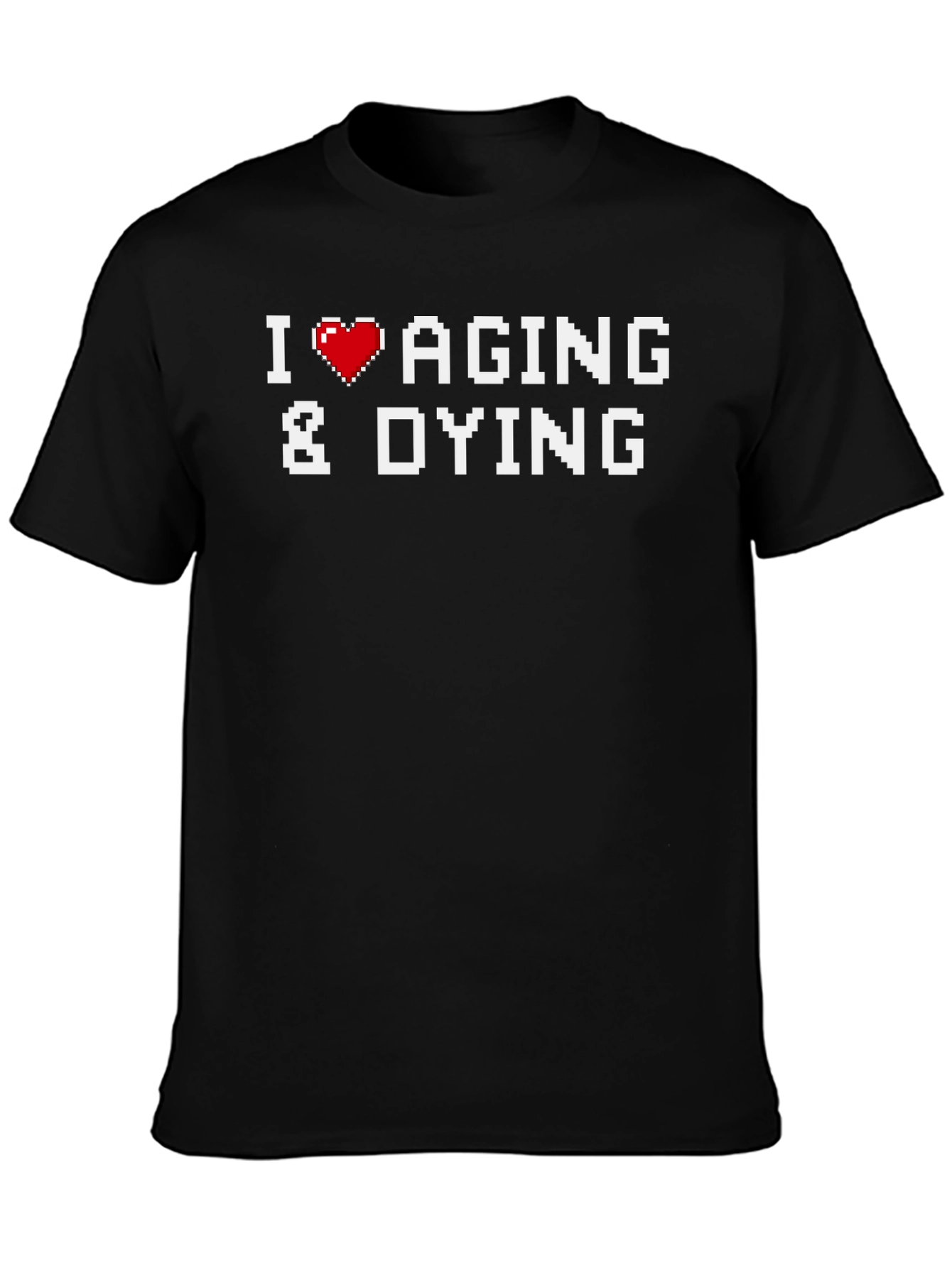 Pixel Heart Aging & Dying Graphic Tee - Black