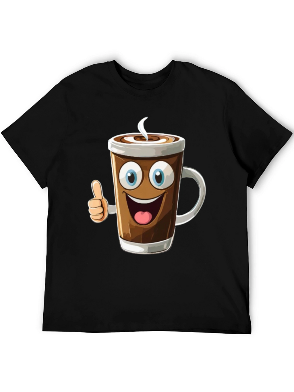 Cartoon Coffee Cup Graphic T-Shirt