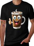 Cartoon Coffee Cup Graphic T-Shirt