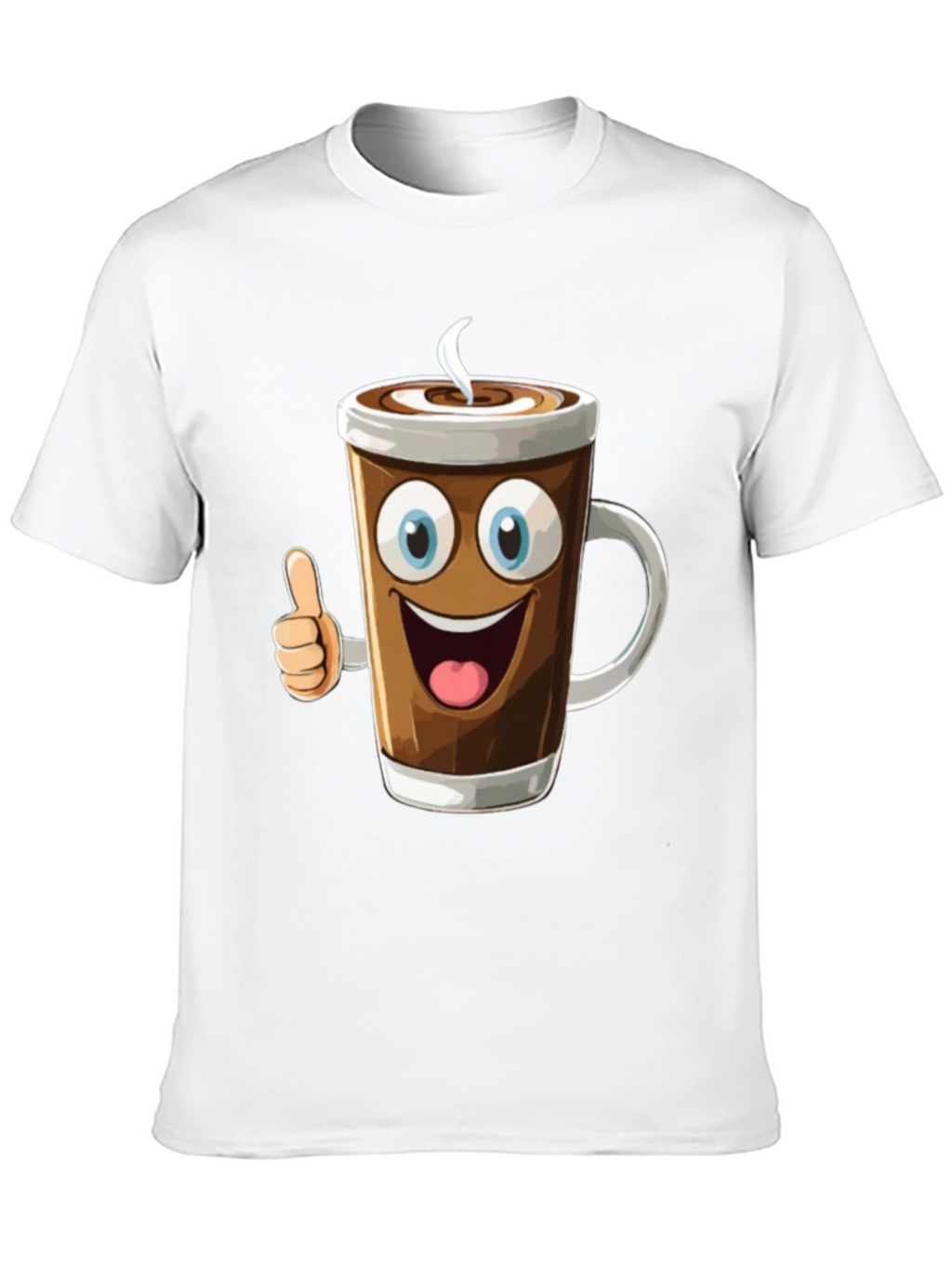 Cartoon Coffee Cup Graphic T-Shirt