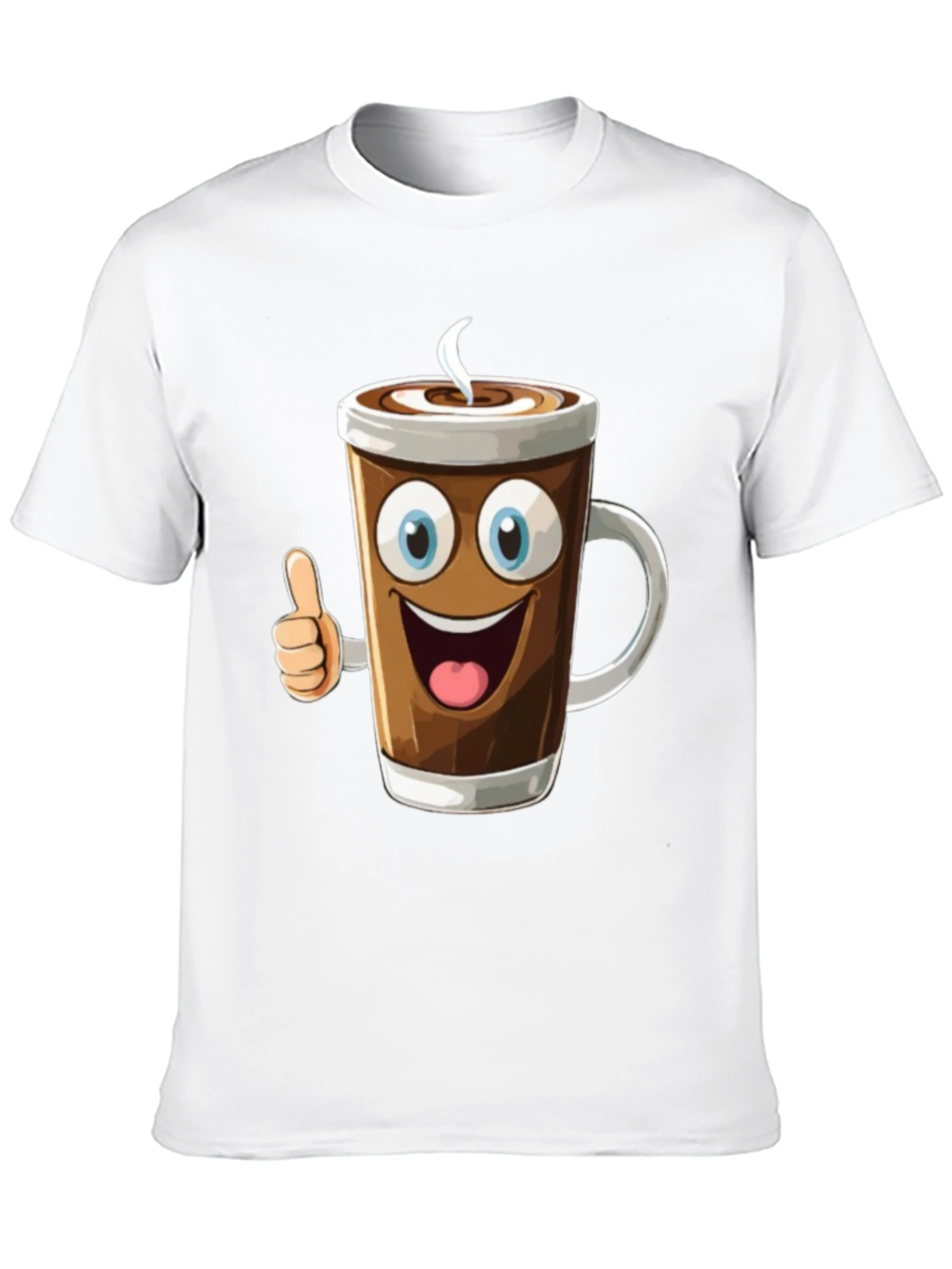 Cartoon Coffee Cup Graphic T-Shirt