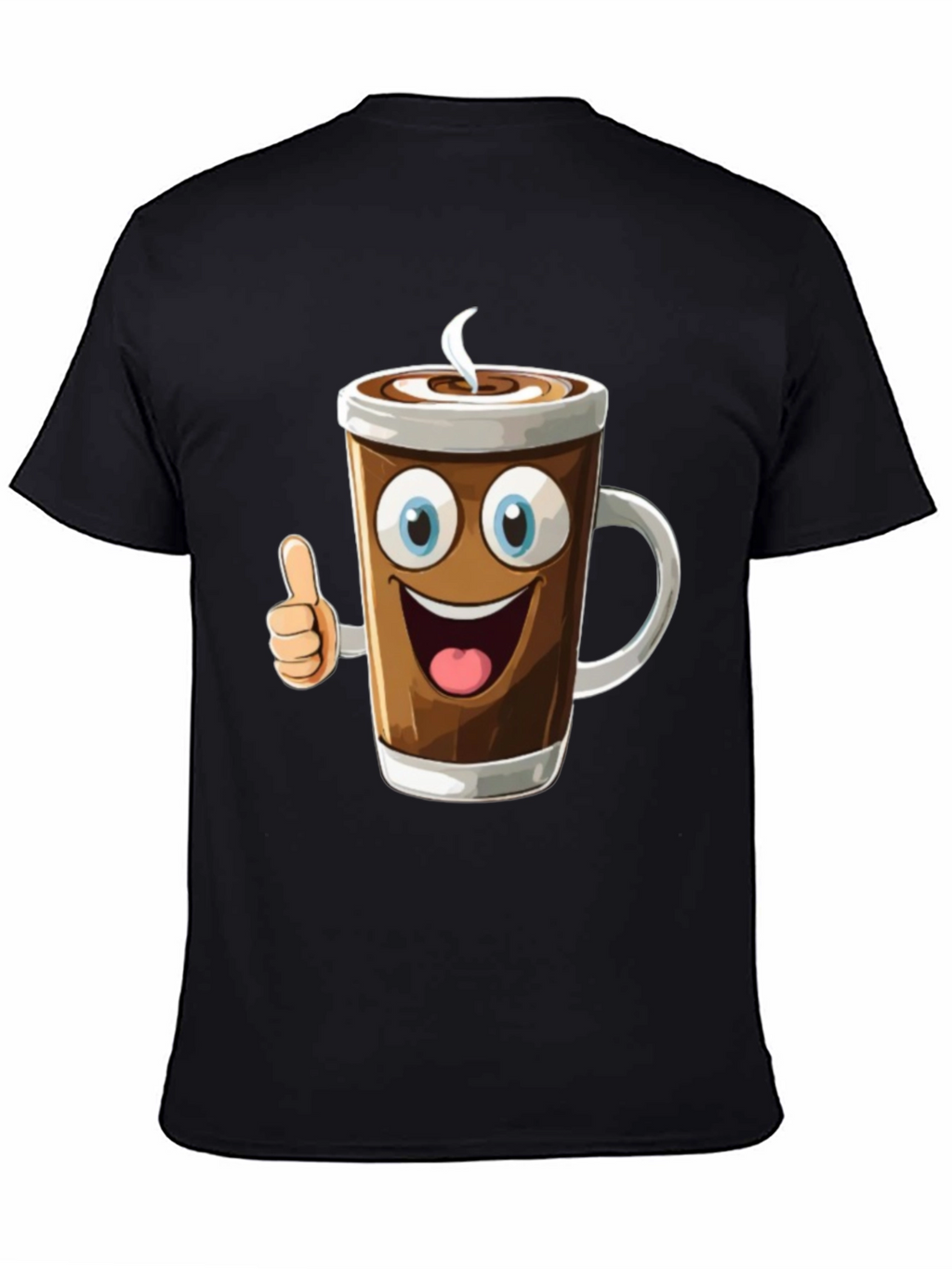 Cartoon Coffee Cup Graphic T-Shirt