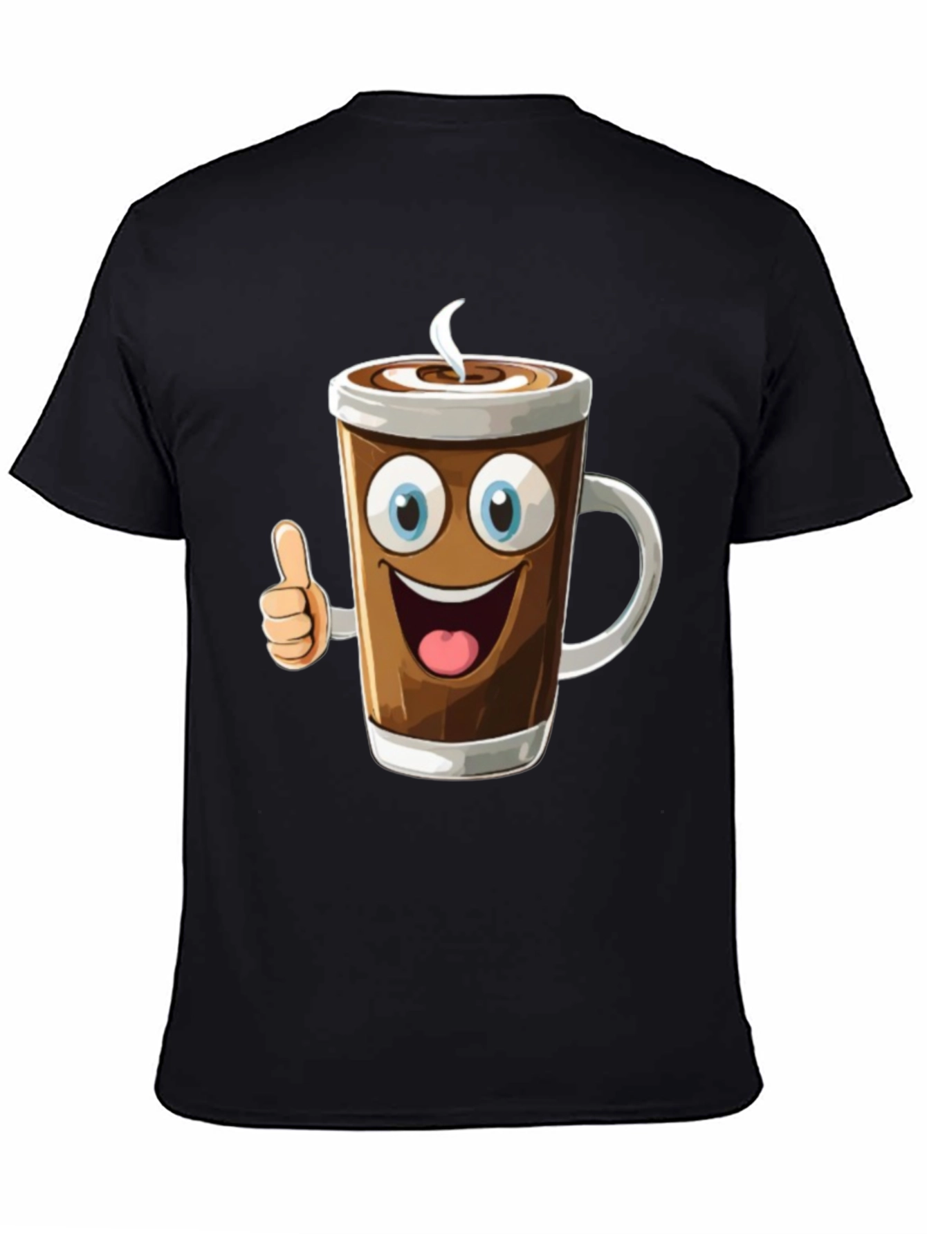 Cartoon Coffee Cup Graphic T-Shirt