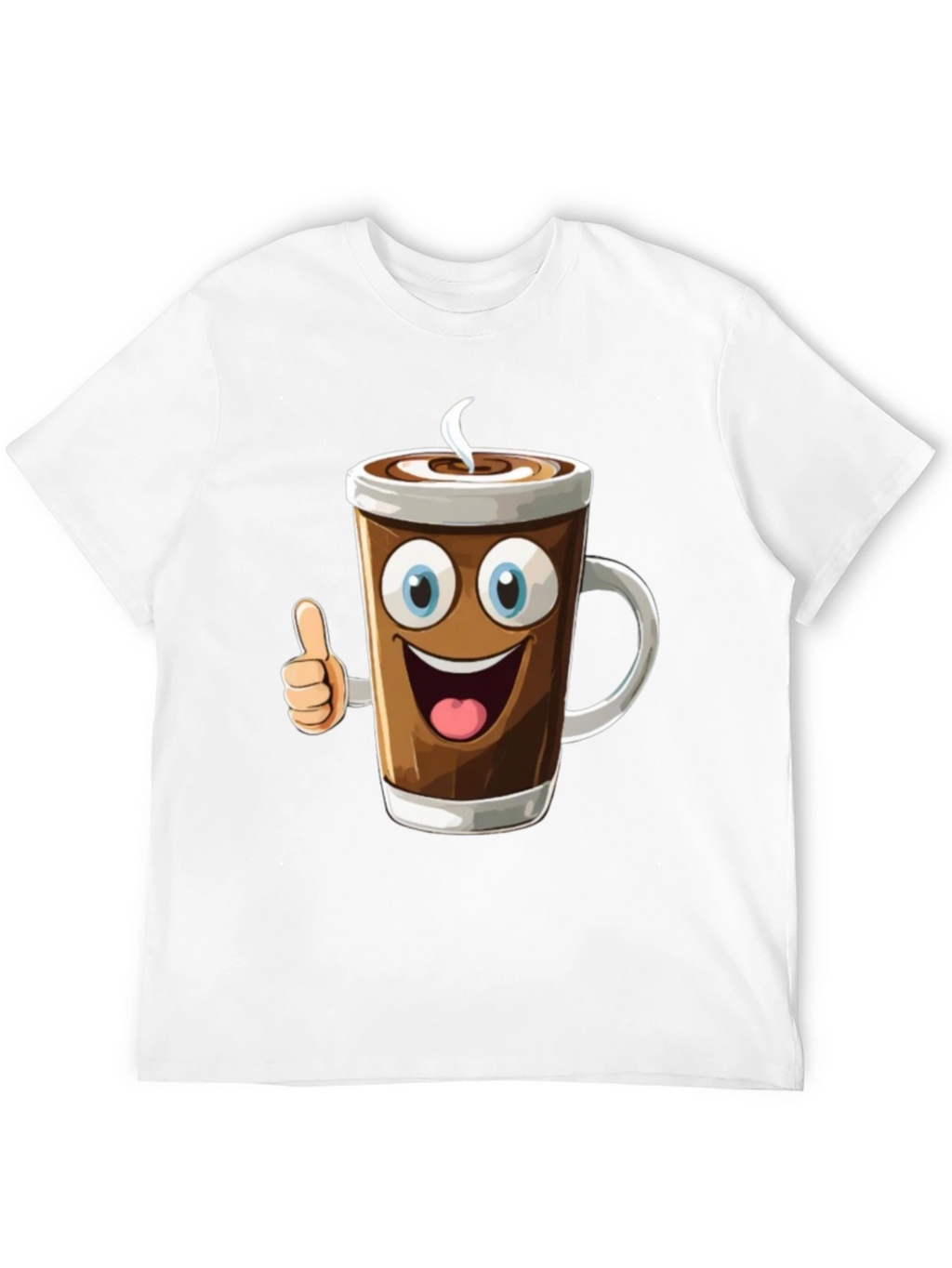 Cartoon Coffee Cup Graphic T-Shirt