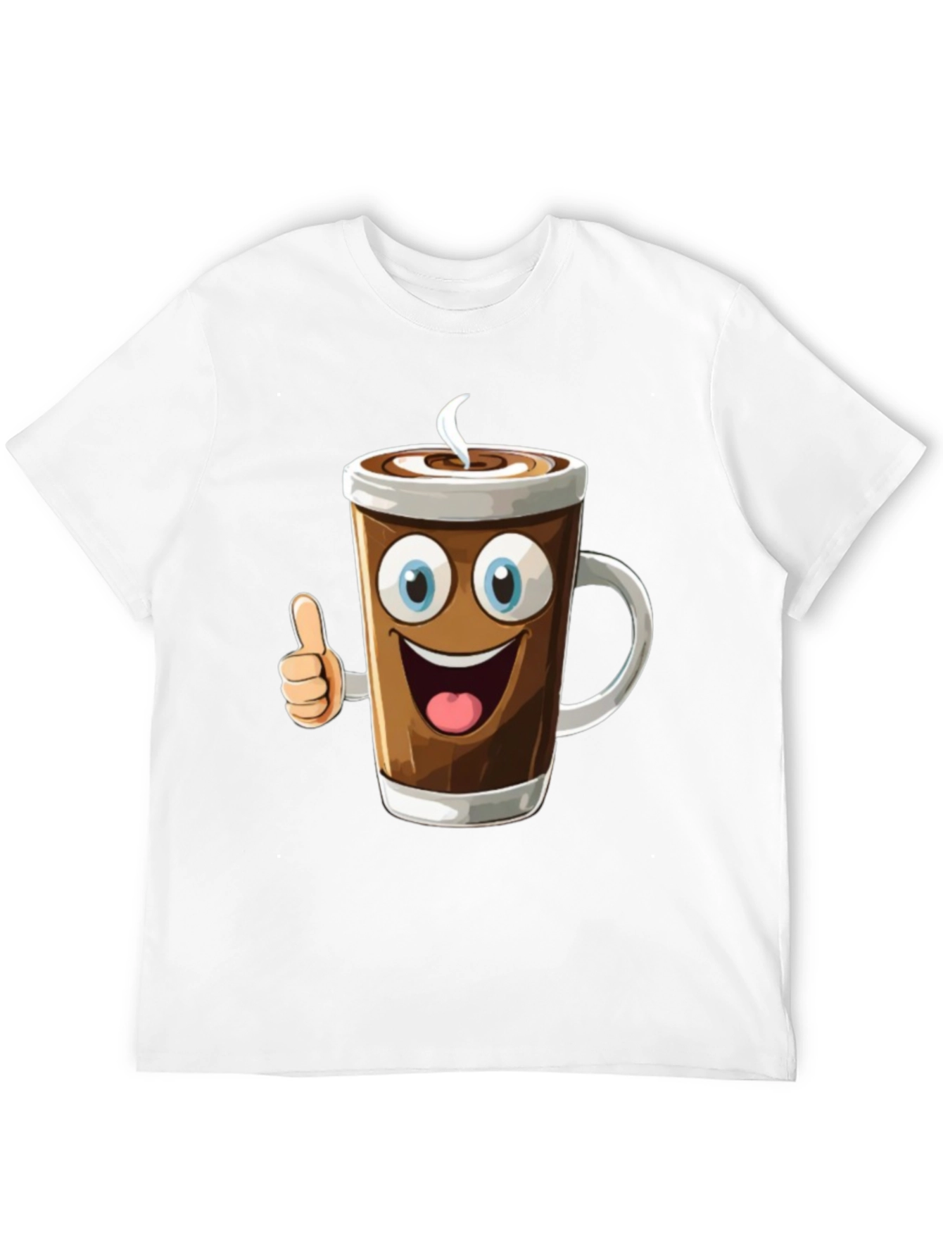 Cartoon Coffee Cup Graphic T-Shirt