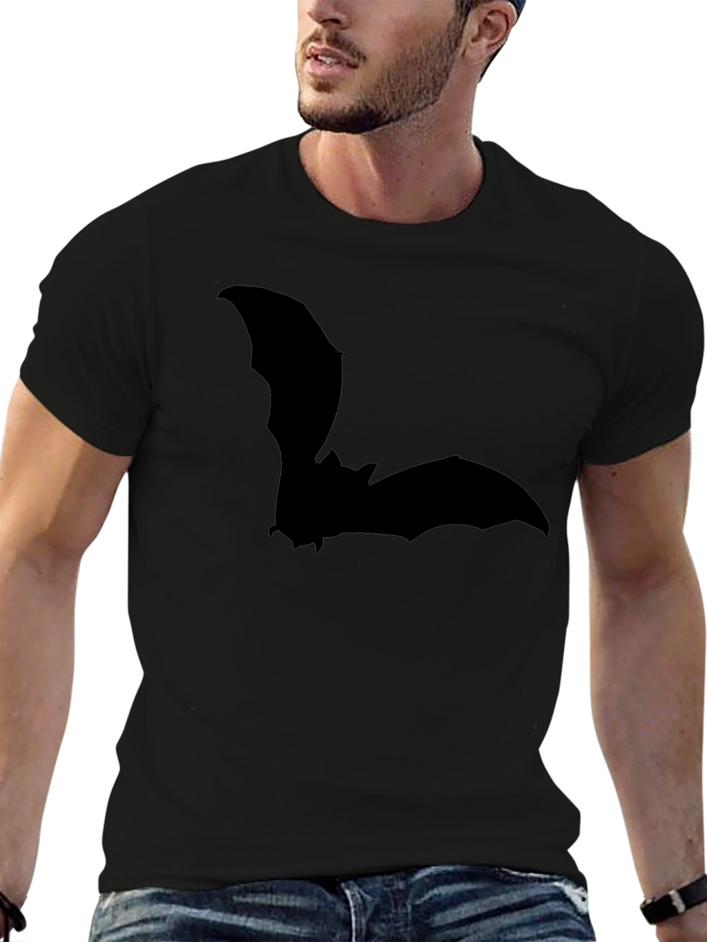 Bat Silhouette Graphic Tee - Mens Black T-Shirt