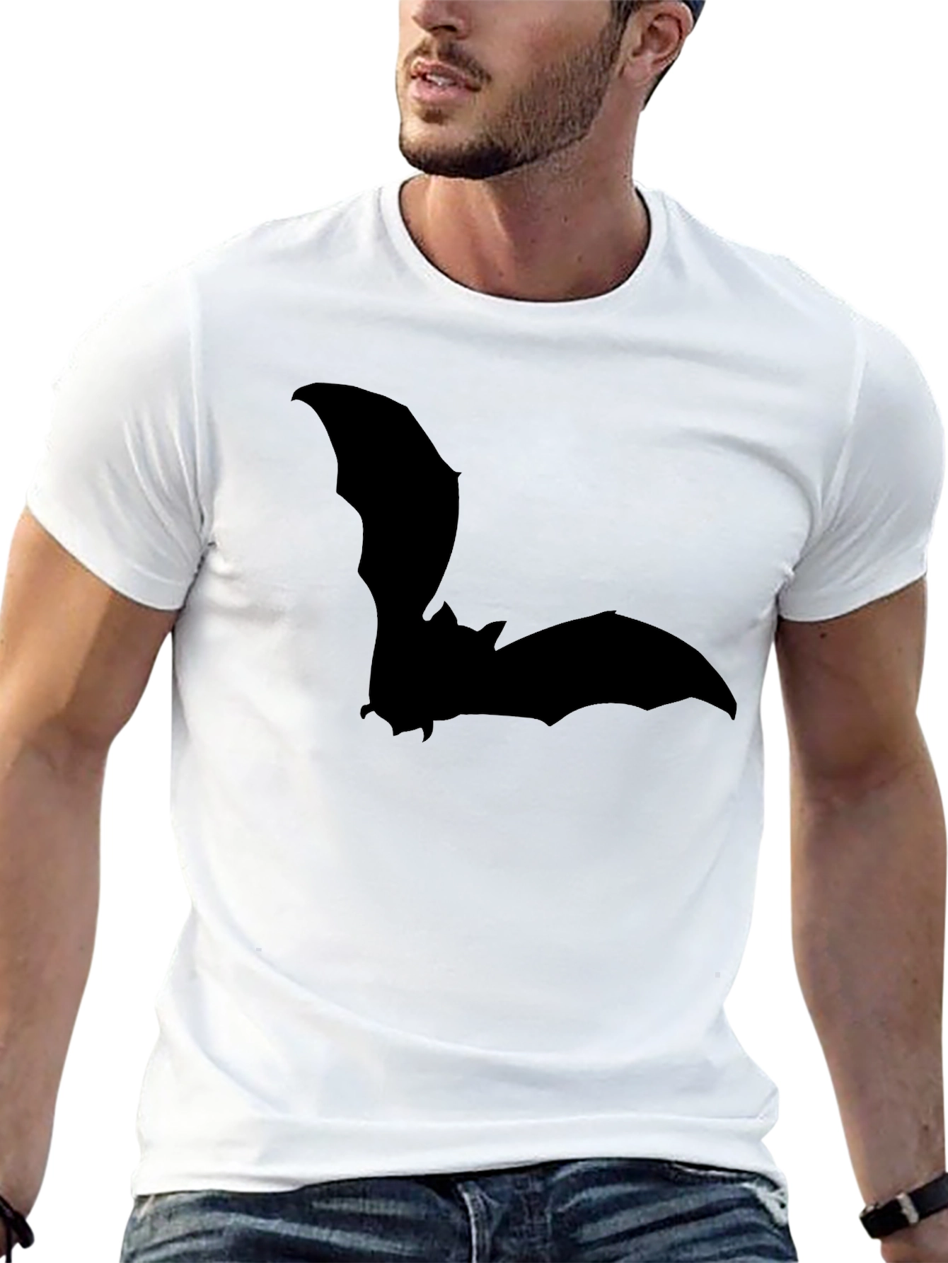 Bat Silhouette Graphic Tee - Mens Black T-Shirt