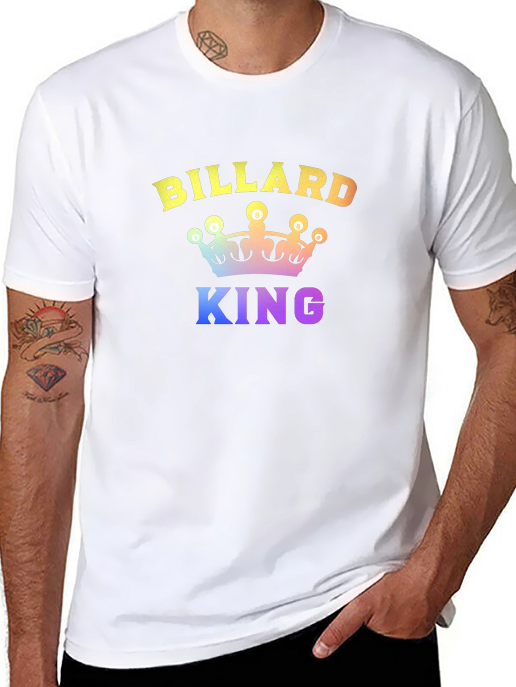 Billiard King Graphic T-Shirt - Rainbow Print
