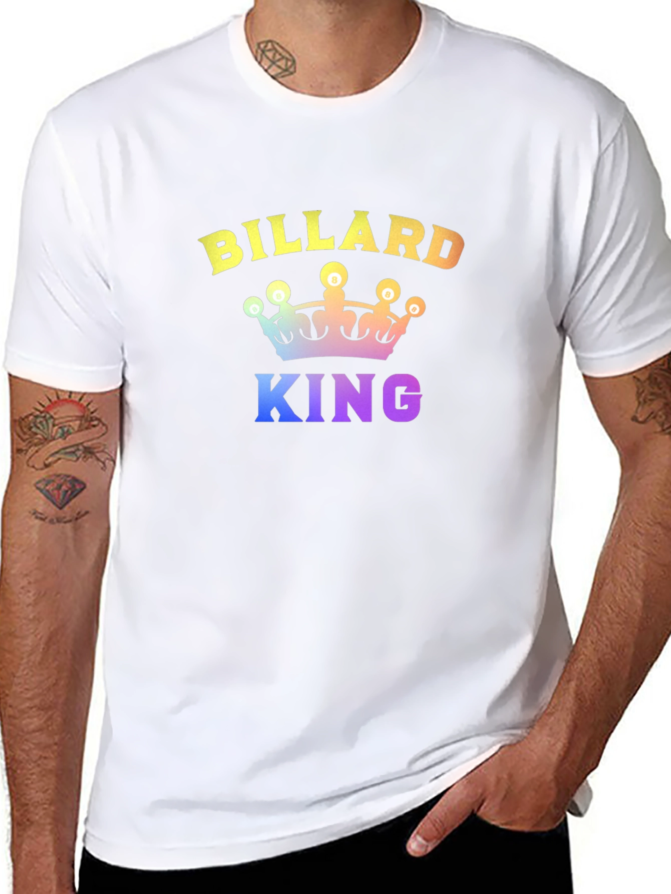Billiard King Graphic T-Shirt - Rainbow Print